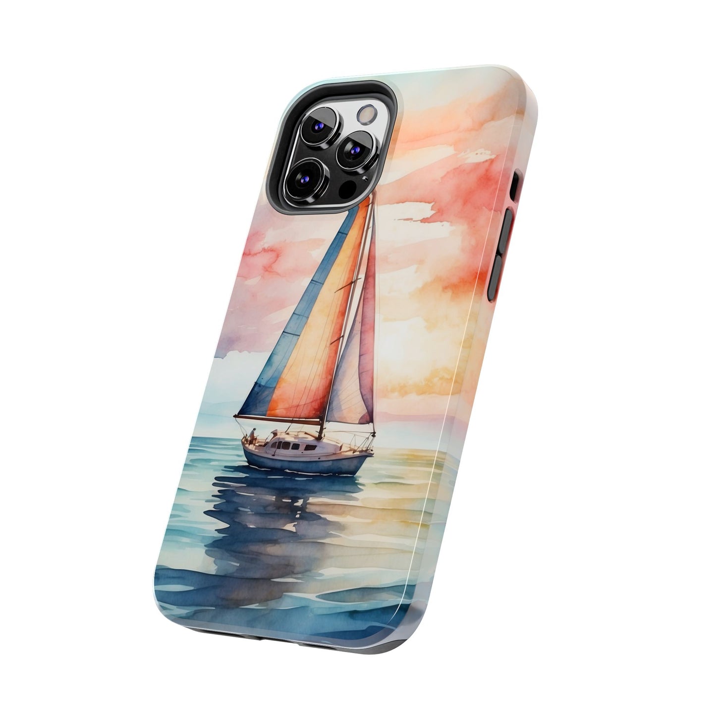 Sailboat Sunset iPhone Case – Vibrant Watercolor Design