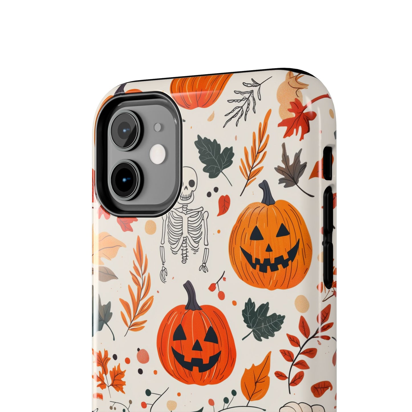 Halloween Pumpkin & Skeleton iPhone Case – Spooky Autumn Design
