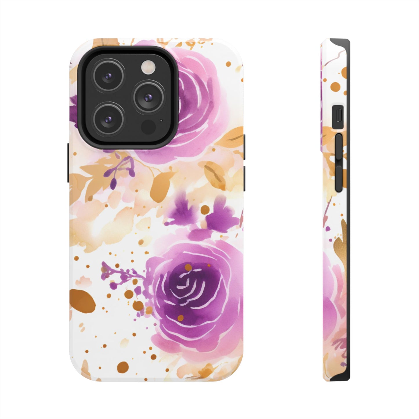 Soft Purple & Gold Floral Splash - iPhone Series Case