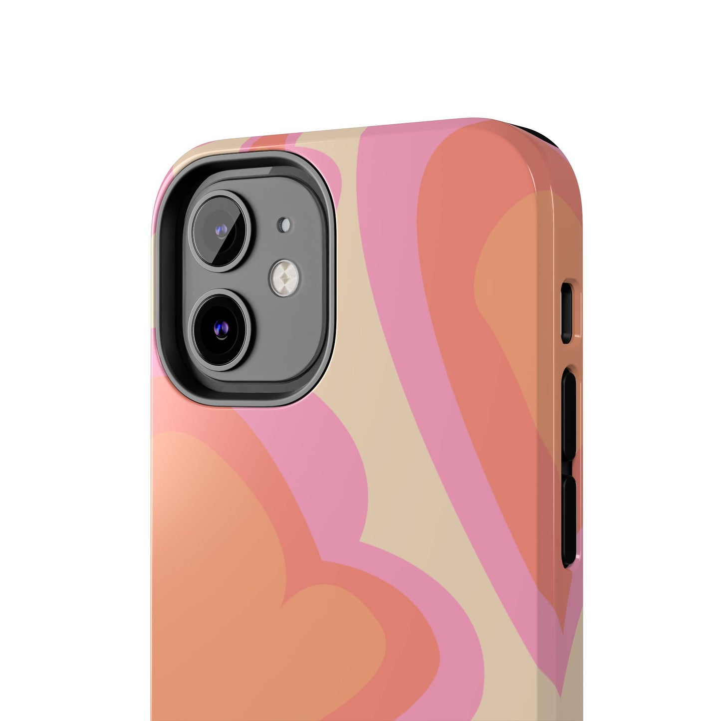 Retro Pink Hearts iPhone Case – Shock-Resistant, Matte Finish, Dual-Layer Protection