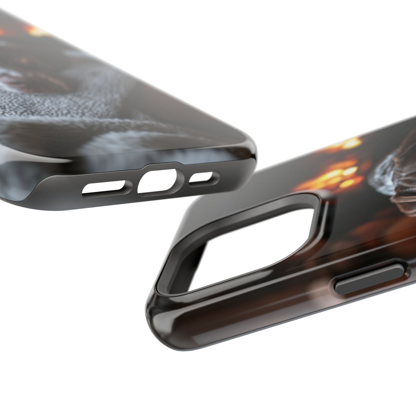 Cozy German Shorthaired Pointer MagSafe iPhone Case – Rustic Fireplace Protective Cover