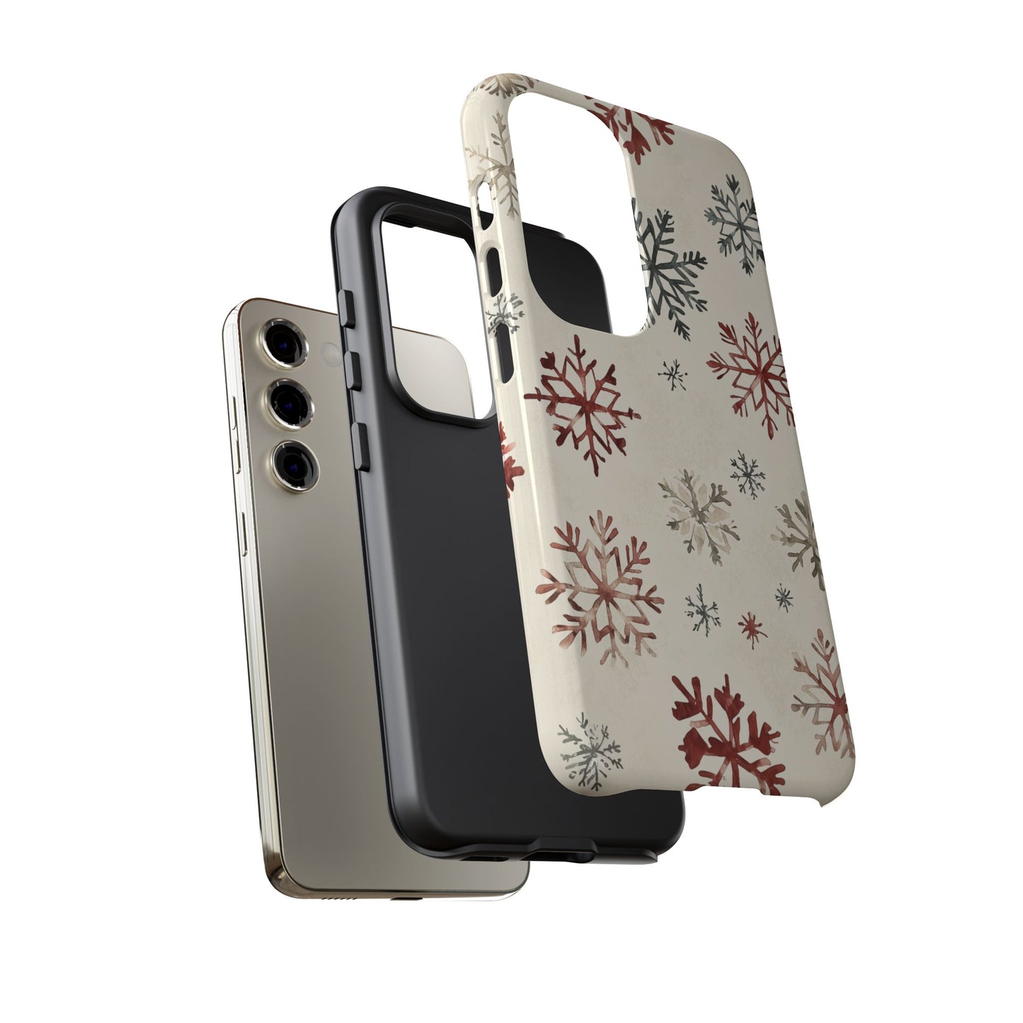 Vintage Red and Gray Snowflake Pattern – Samsung Galaxy Series Case