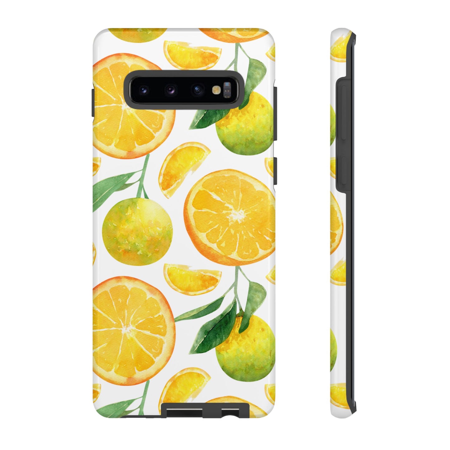 Sunny Citrus Grove Tough Samsung Galaxy Case – Watercolor Orange Design, Dual-Layer Protection