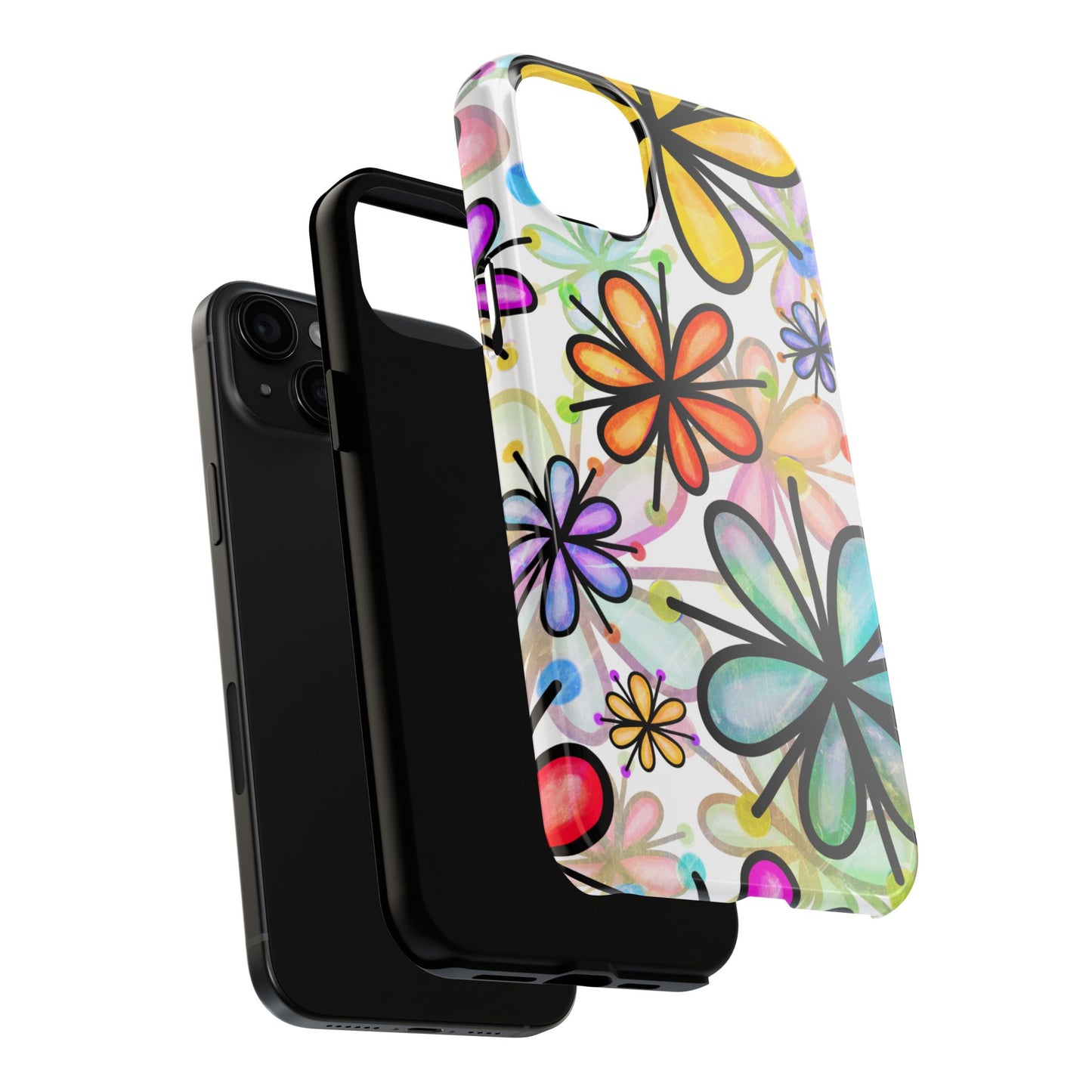 Retro Floral Pop iPhone Case – Ultra-Slim Design, High-Gloss Finish