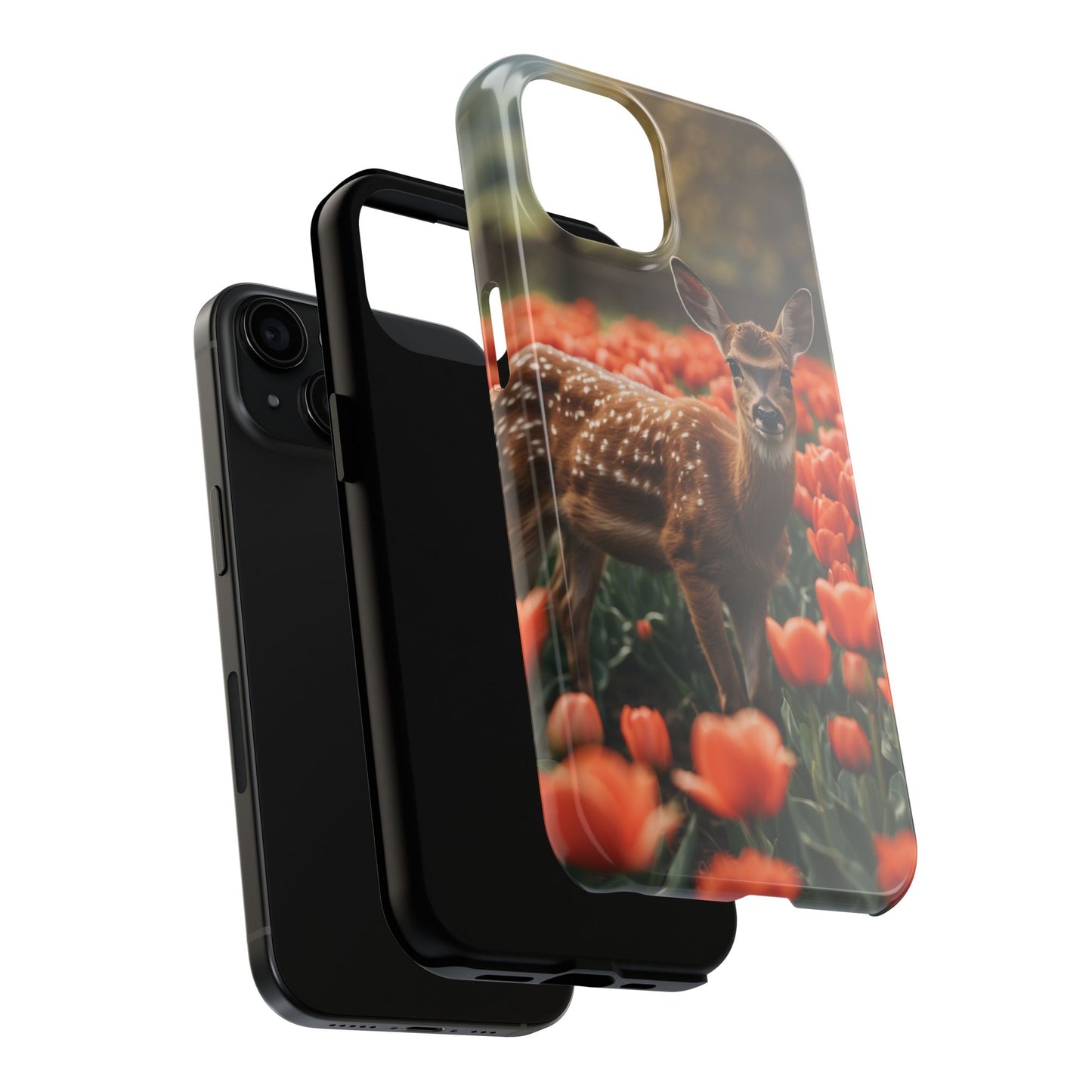 Fawn Among Tulips iPhone Case
