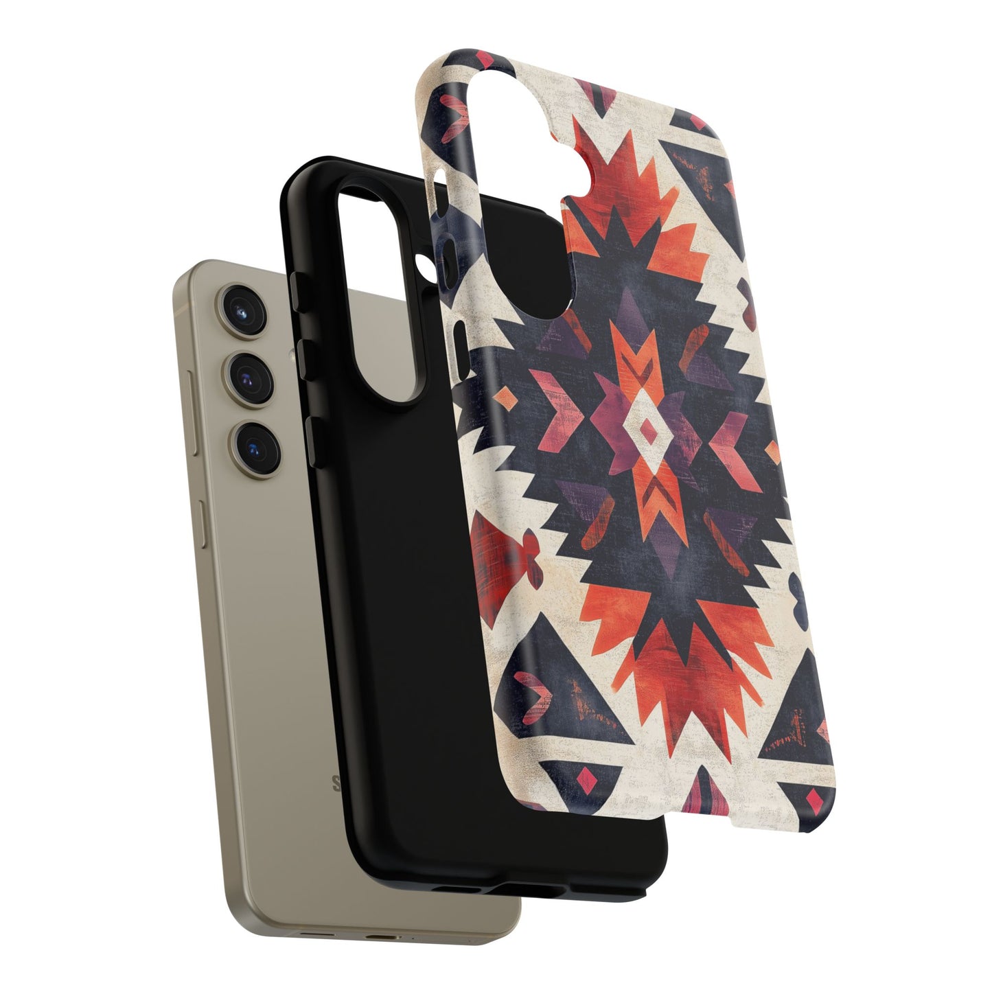 Boho Tribal Starburst Tough Samsung Galaxy  Case – Vibrant Geometric Design, Dual-Layer Protection