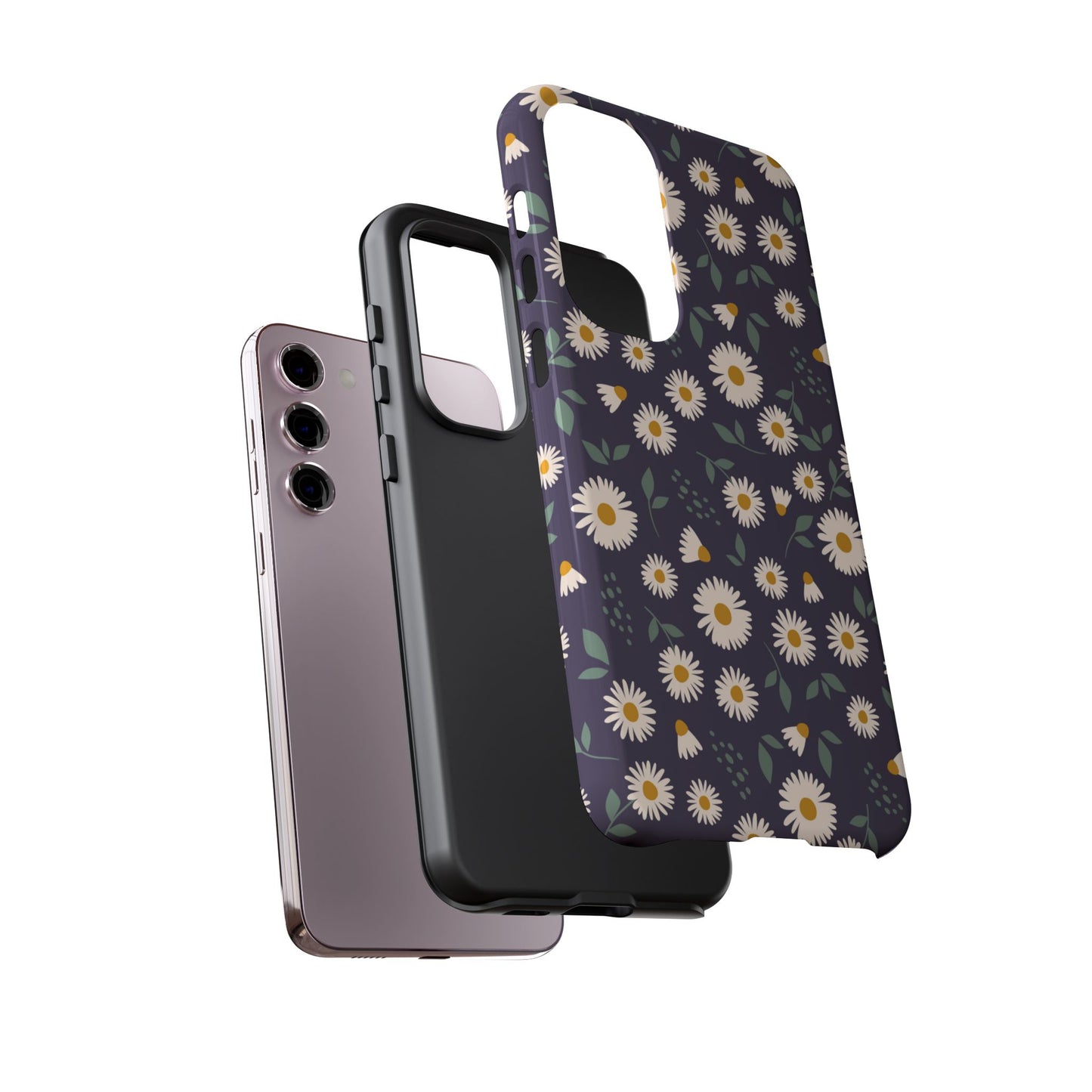 Midnight Daisy Samsung Galaxy Case – Dark Navy Floral Design, Slim and Protective