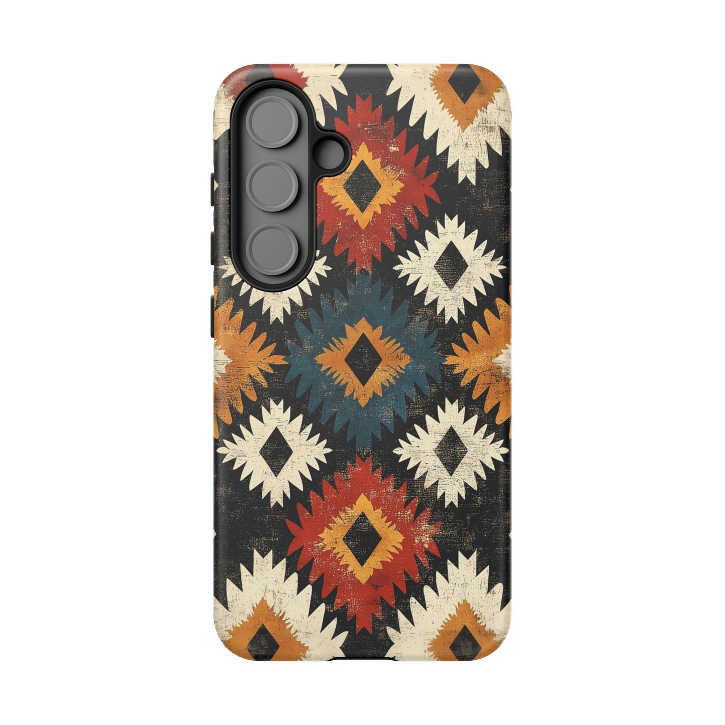 Rustic Tribal Sunburst Tough Samsung Galaxy  Case – Vibrant Geometric Design, Dual-Layer Protection