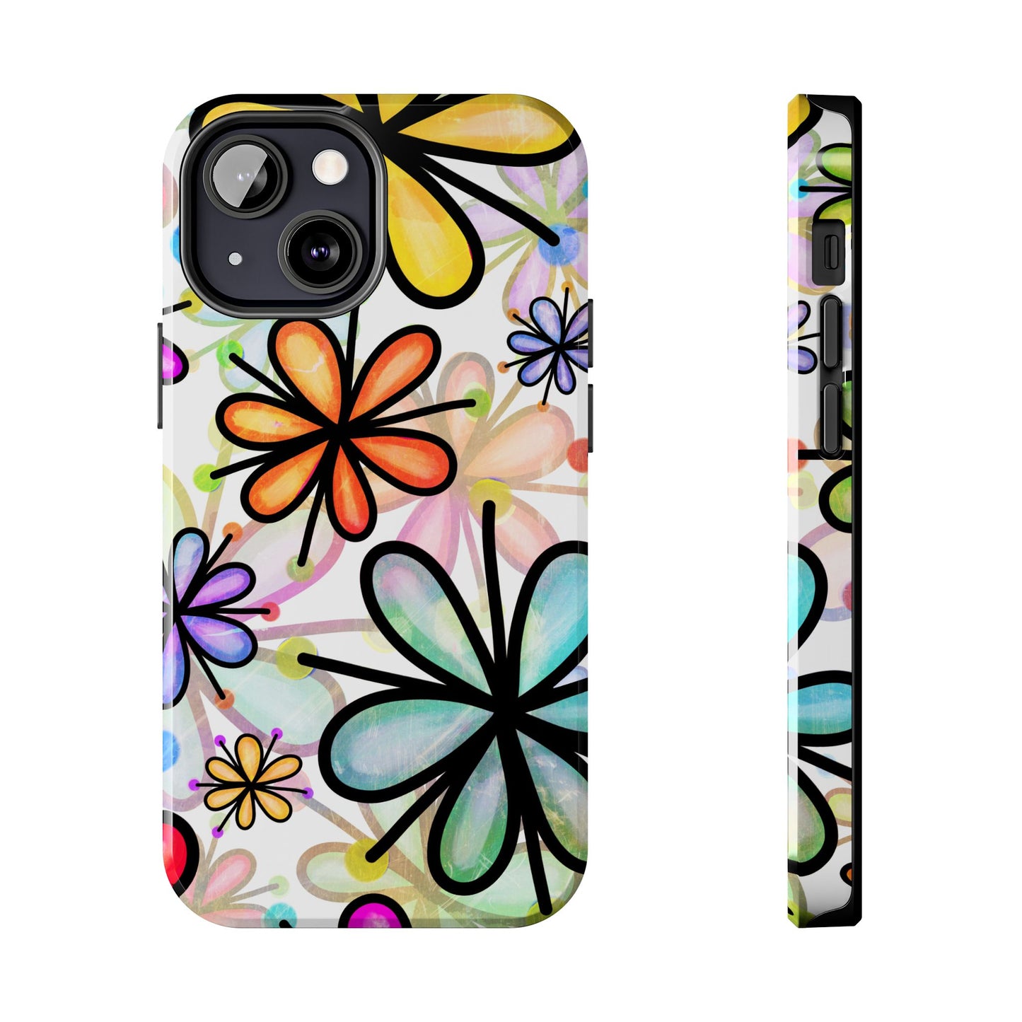 Retro Floral Pop iPhone Case – Ultra-Slim Design, High-Gloss Finish