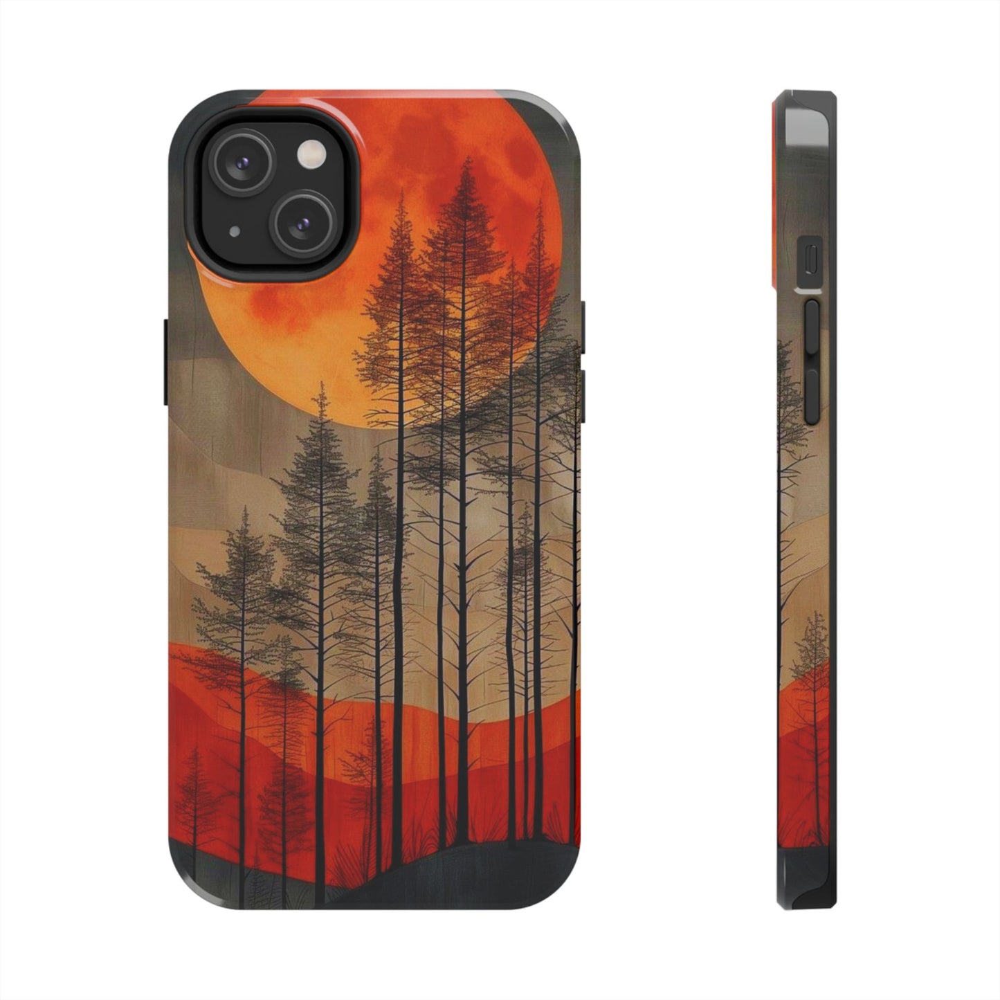 Moody Forest Moonrise iPhone Case – Dark Landscape Design, Dual-Layer Protection