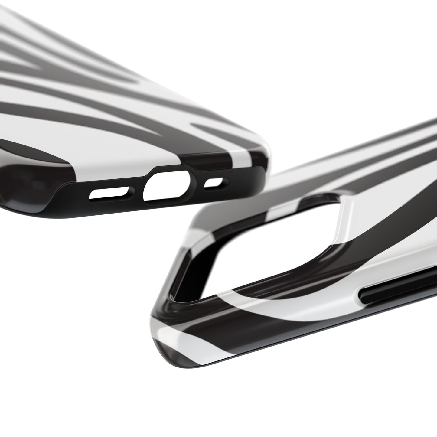 Modern Black and White Abstract Tough iPhone Case – Bold Graphic Pattern with Dual-Layer Protection