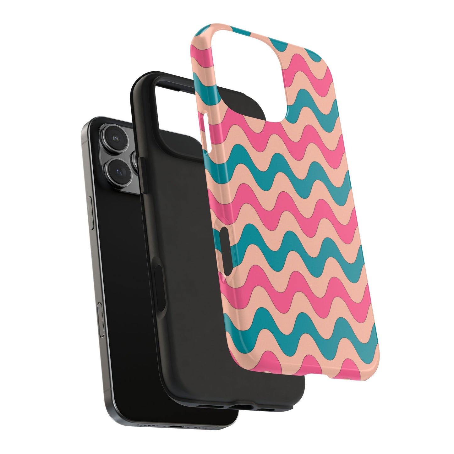 Retro Waves Pattern iPhone Case – Shockproof Design with Dual-Layer Protection