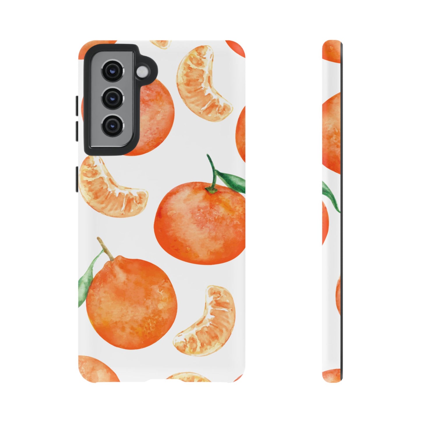 Tangerine Dreams Tough Samsung Galaxy Case – Watercolor Orange Design, Shockproof Dual Protection