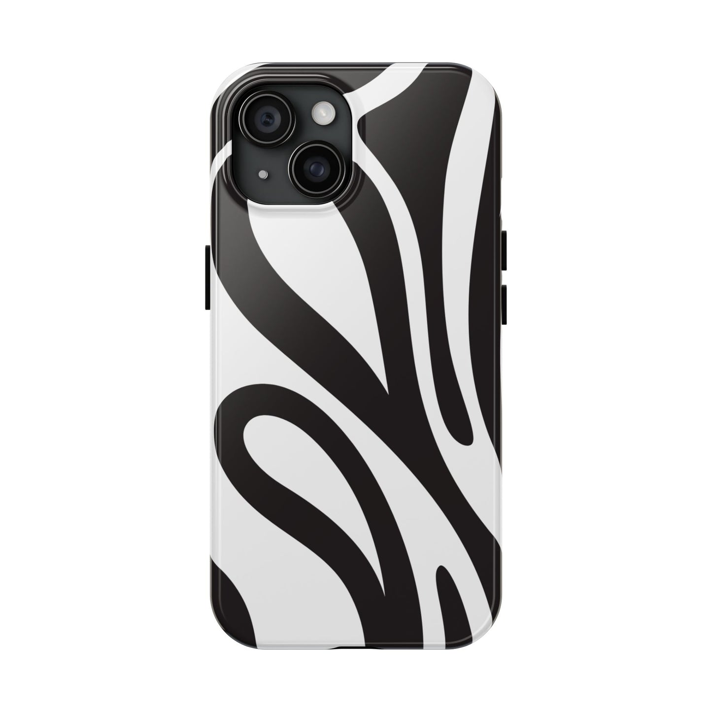 Modern Black and White Abstract Tough iPhone Case – Bold Graphic Pattern with Dual-Layer Protection