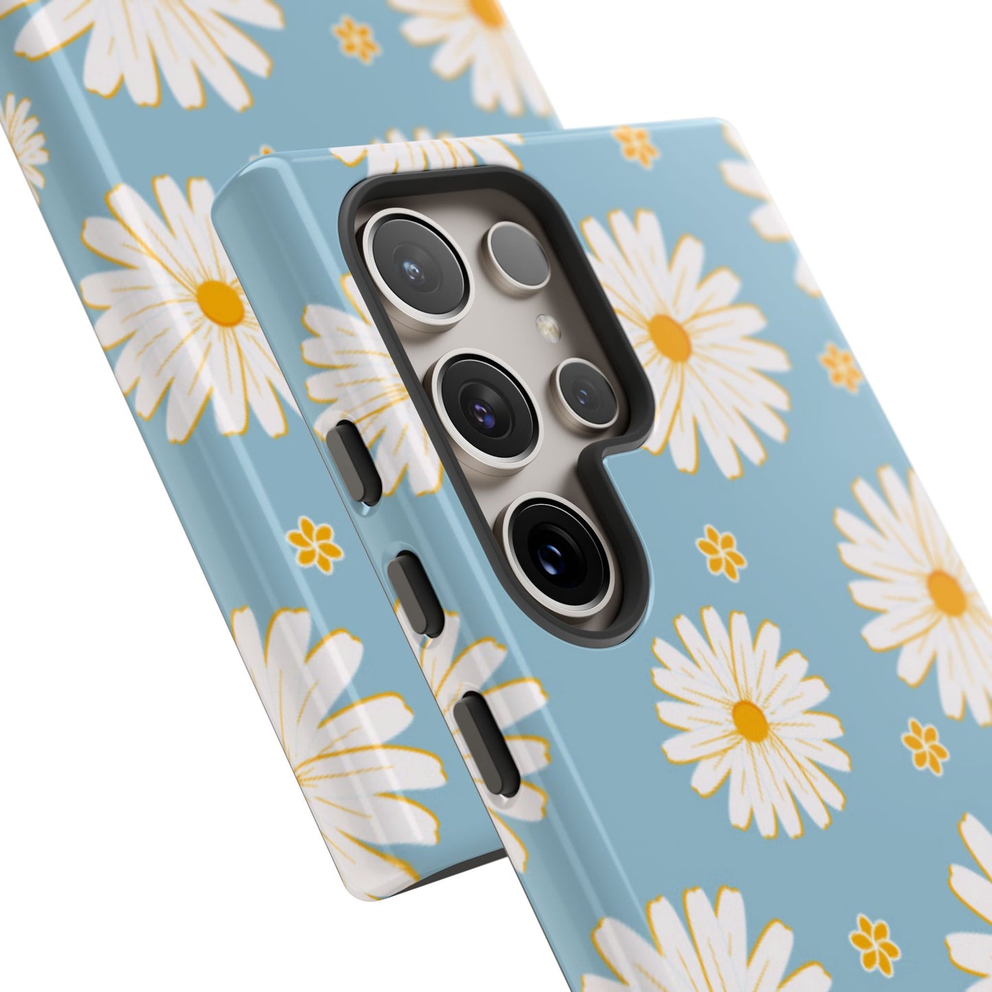 Bright Daisy Samsung Galaxy Case – Light Blue Background, Shockproof and Slim Design