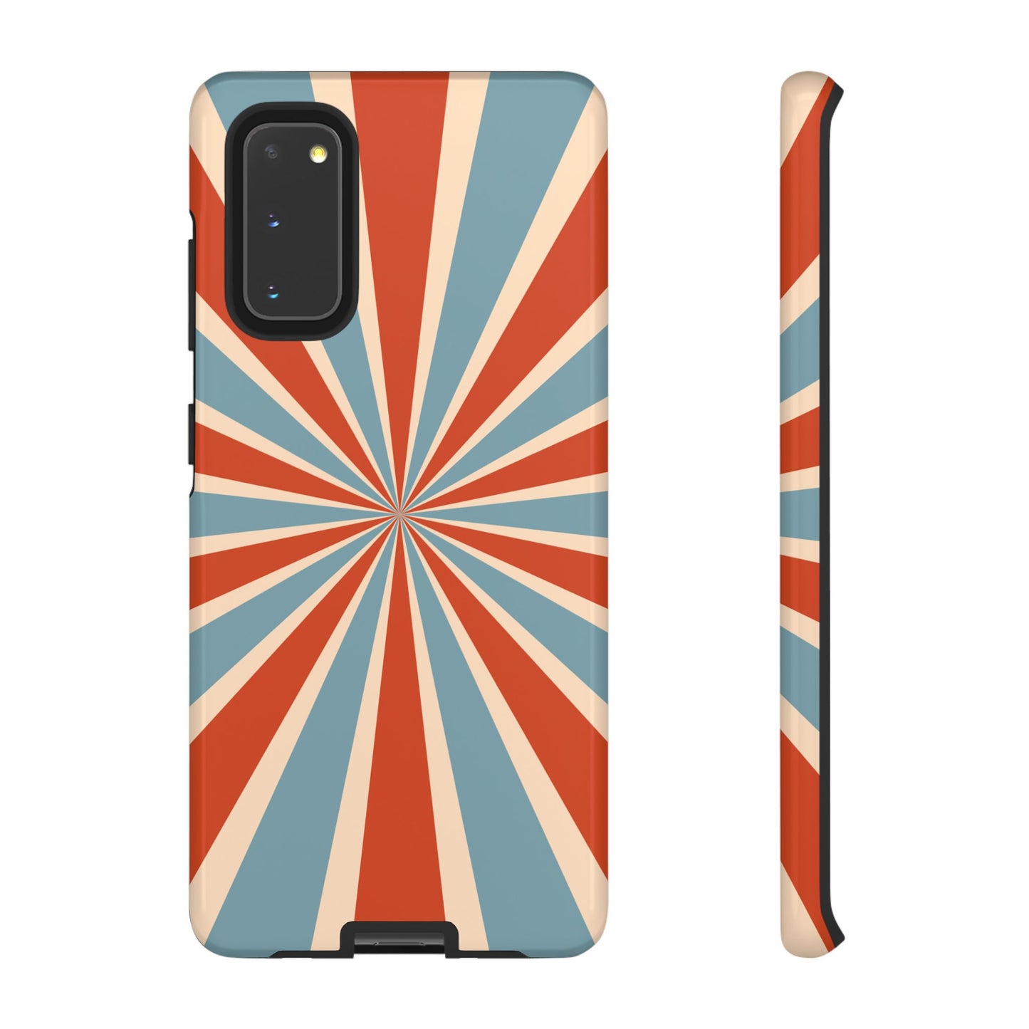 Vintage Blue & Red Sunburst Samsung Galaxy Case – Bold Geometric Pattern, Shock-Resistant Cover