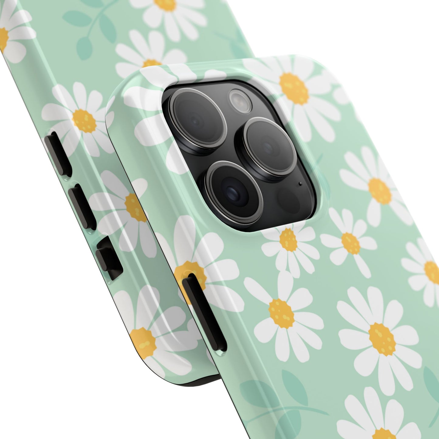 Pastel Daisy iPhone Case – Soft Mint Green Floral Design, Slim and Durable - BOGO Cases