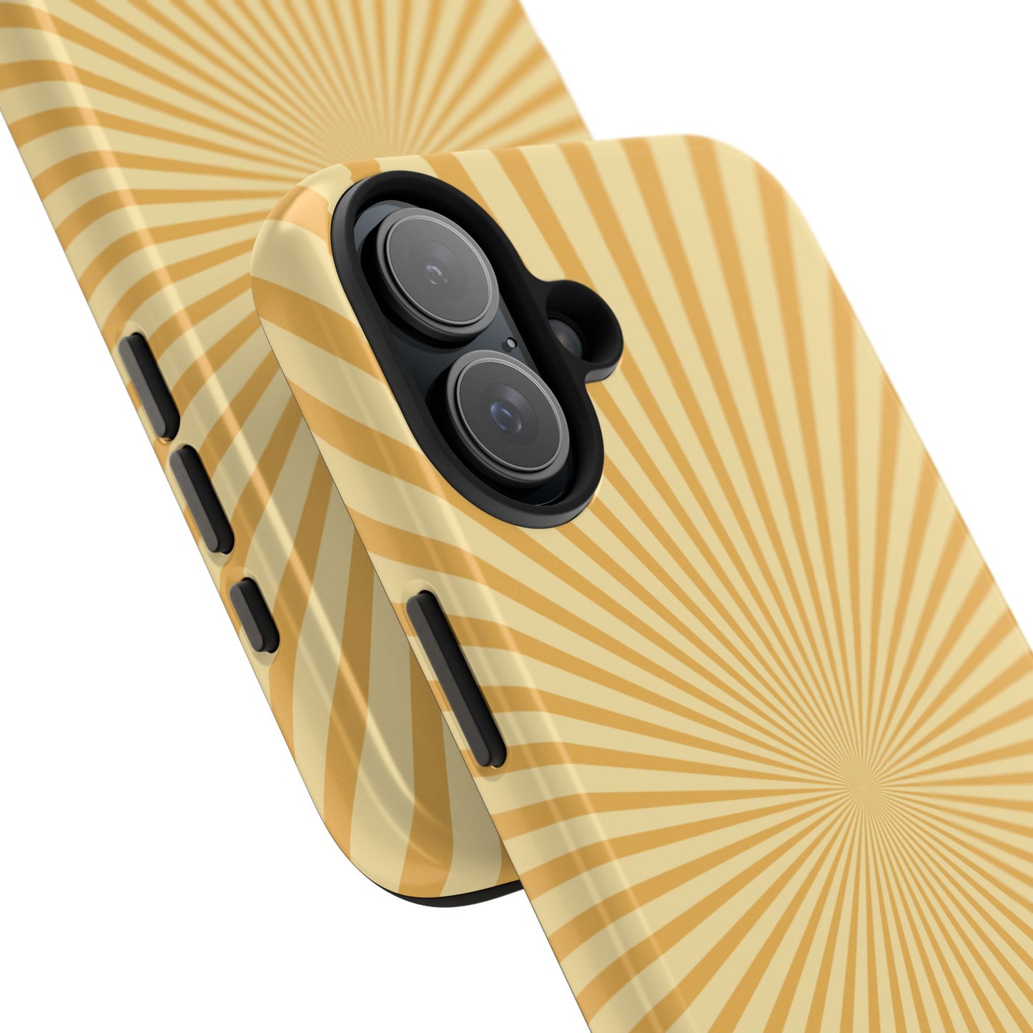 Golden Sunburst iPhone Case – Retro Radiant Design with Dual-Layer Protection