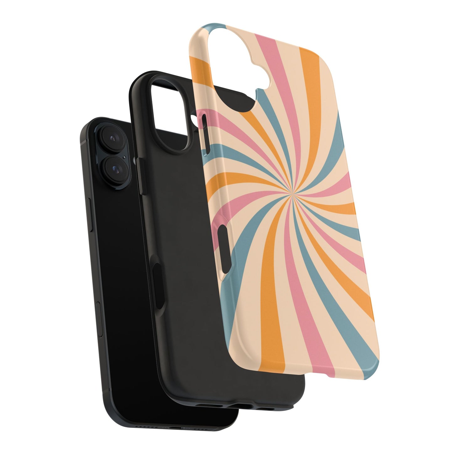 Retro Swirl Pattern iPhone Case – Bold 70s Vibe in Pink, Orange, and Teal
