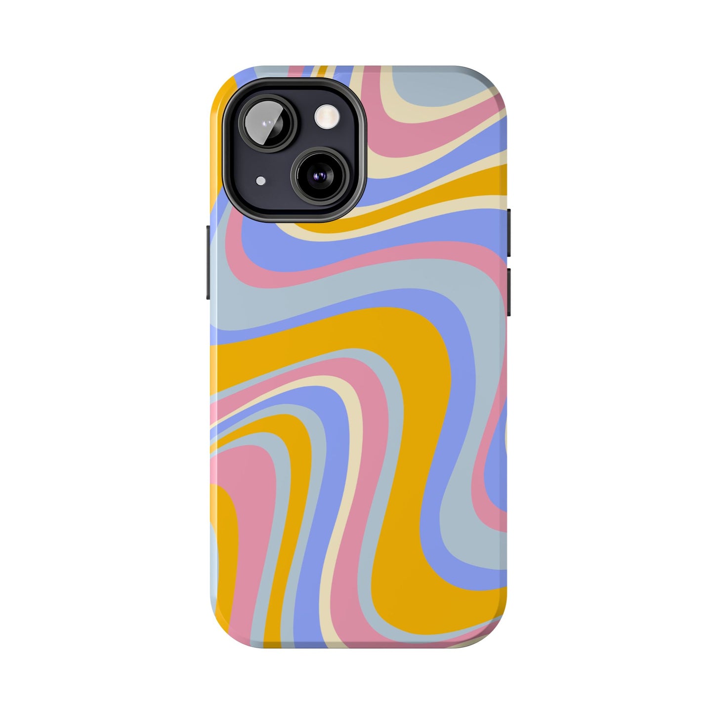 Groovy Pastel Waves iPhone Case – 70s-Inspired Design with Dual-Layer Protection