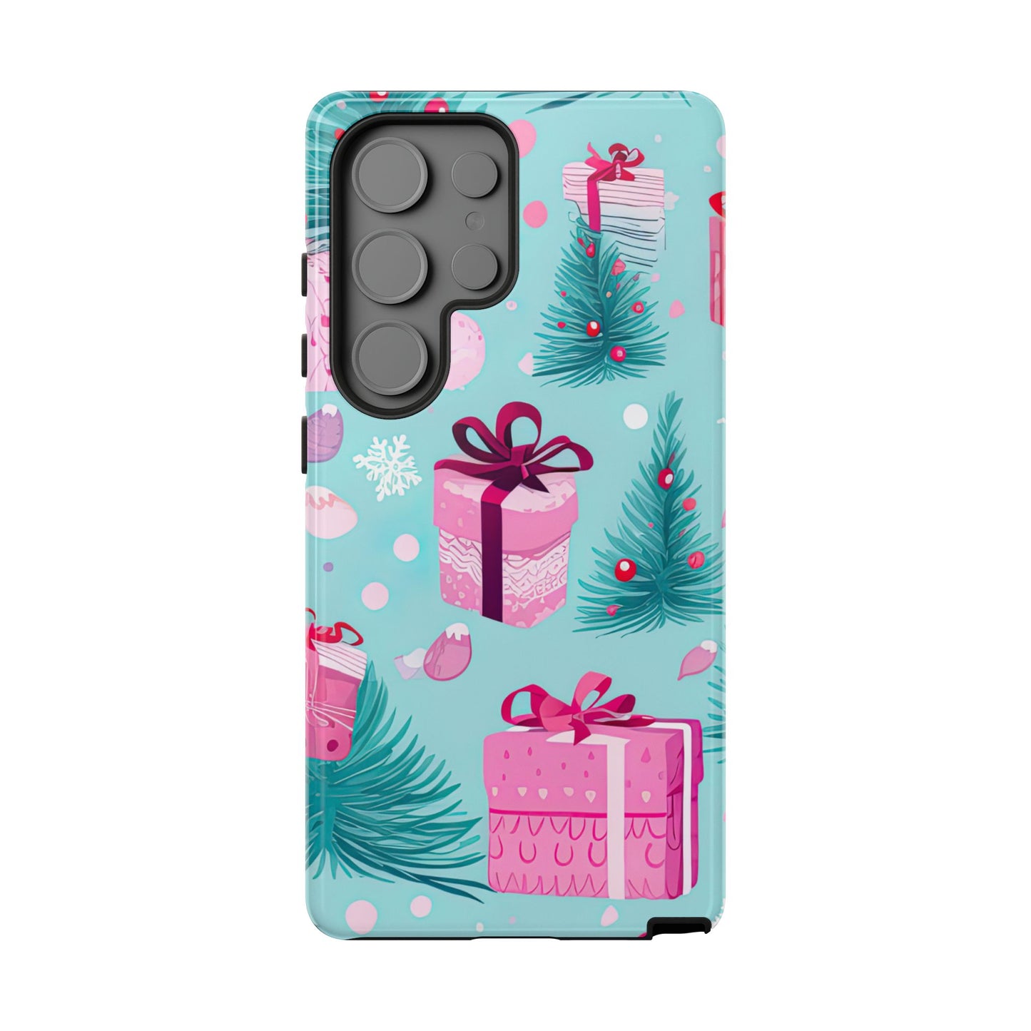 Festive Pink Christmas Gifts and Evergreen Samsung Galaxy Case – Holiday Theme, Protective Cover