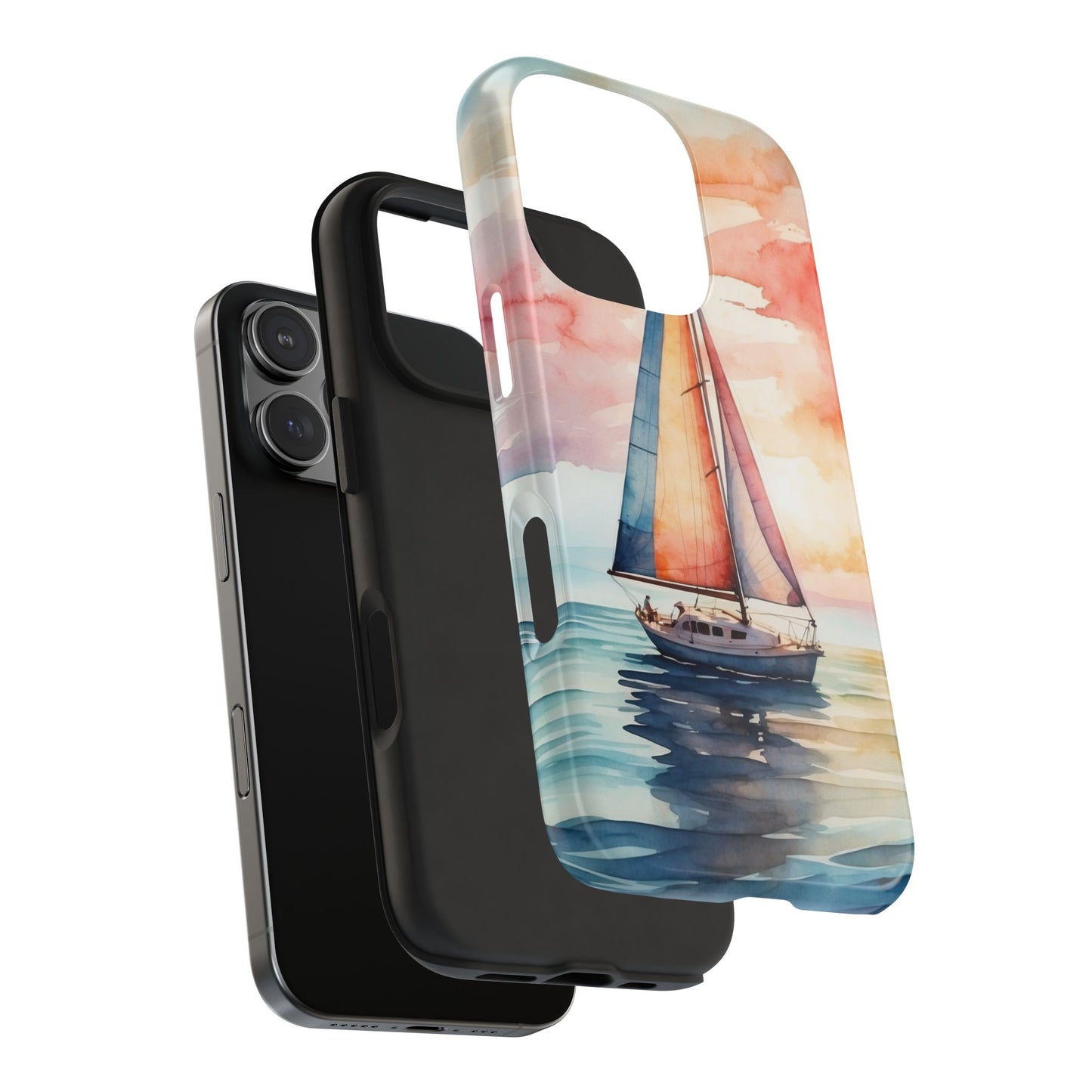 Sailboat Sunset iPhone Case – Vibrant Watercolor Design