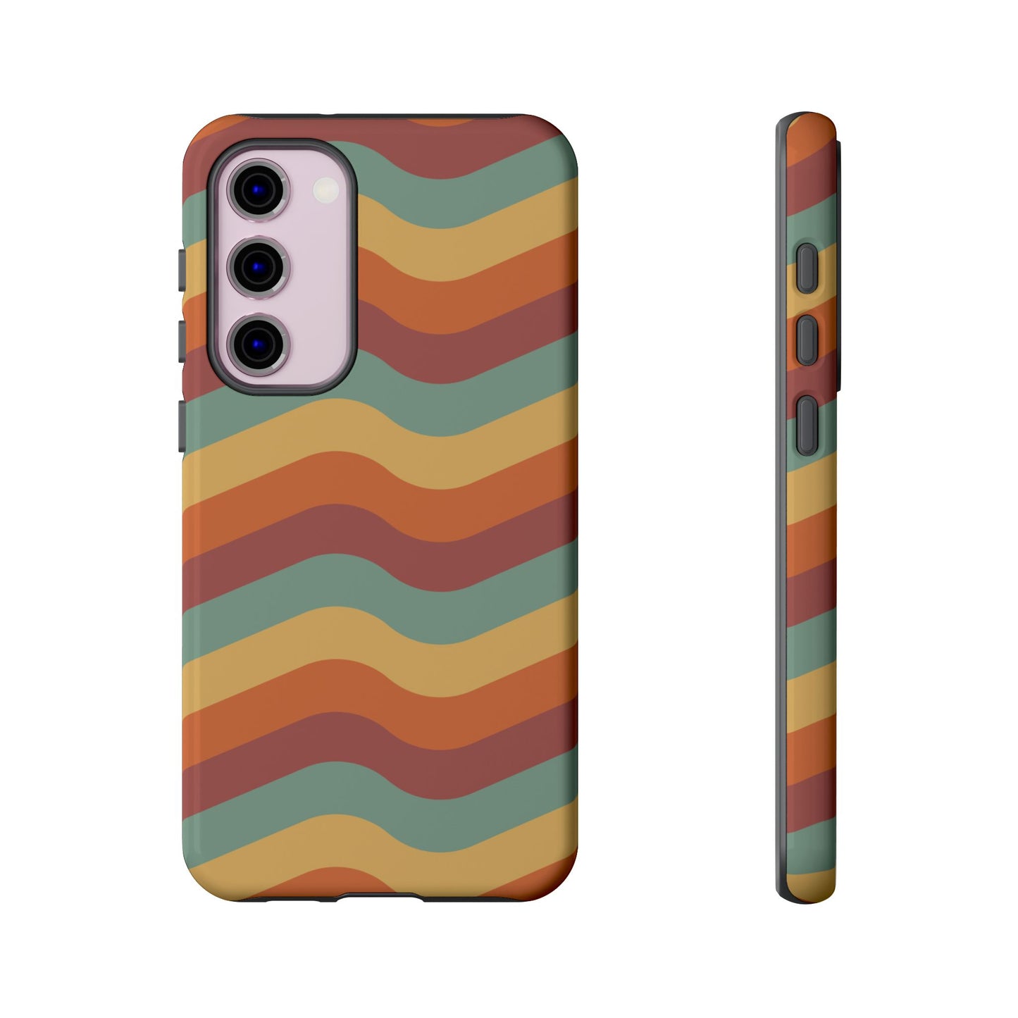 Retro Vibe Wavy Stripes Samsung Galaxy Case – 70s-Inspired in Teal, Orange, and Rust