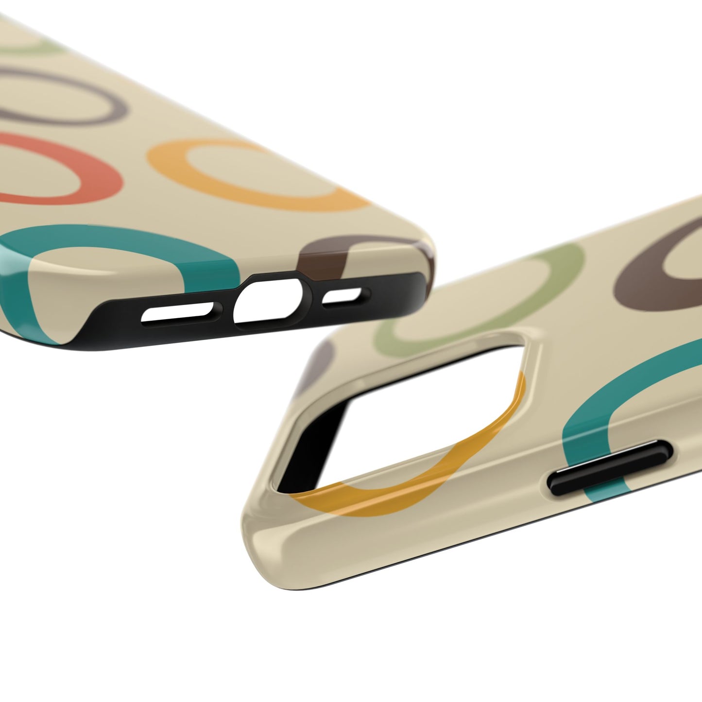 Retro Colorful Rings iPhone Case – Shockproof, Matte Finish, Dual-Layer Protection
