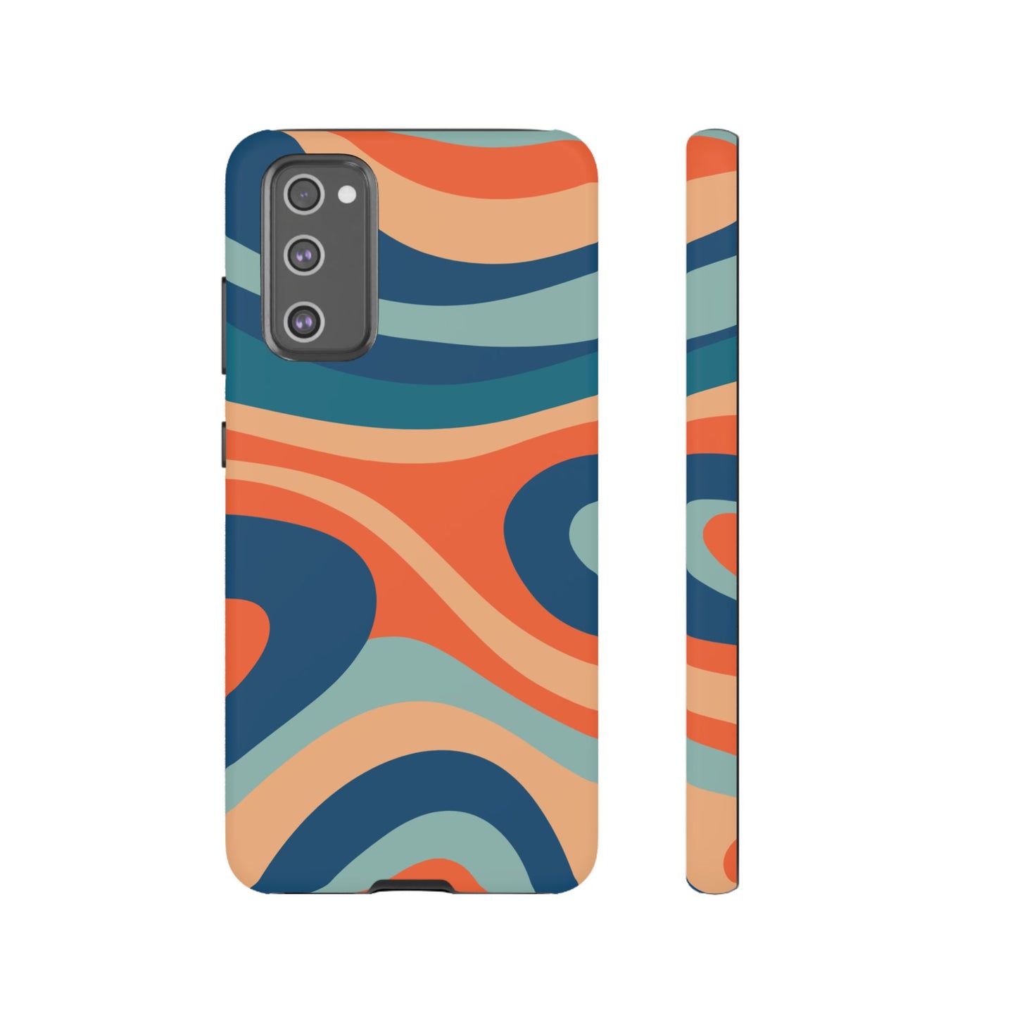 Retro Vibe Wavy Stripes Samsung Galaxy Case – 70s-Inspired in Teal, Orange, and Rust