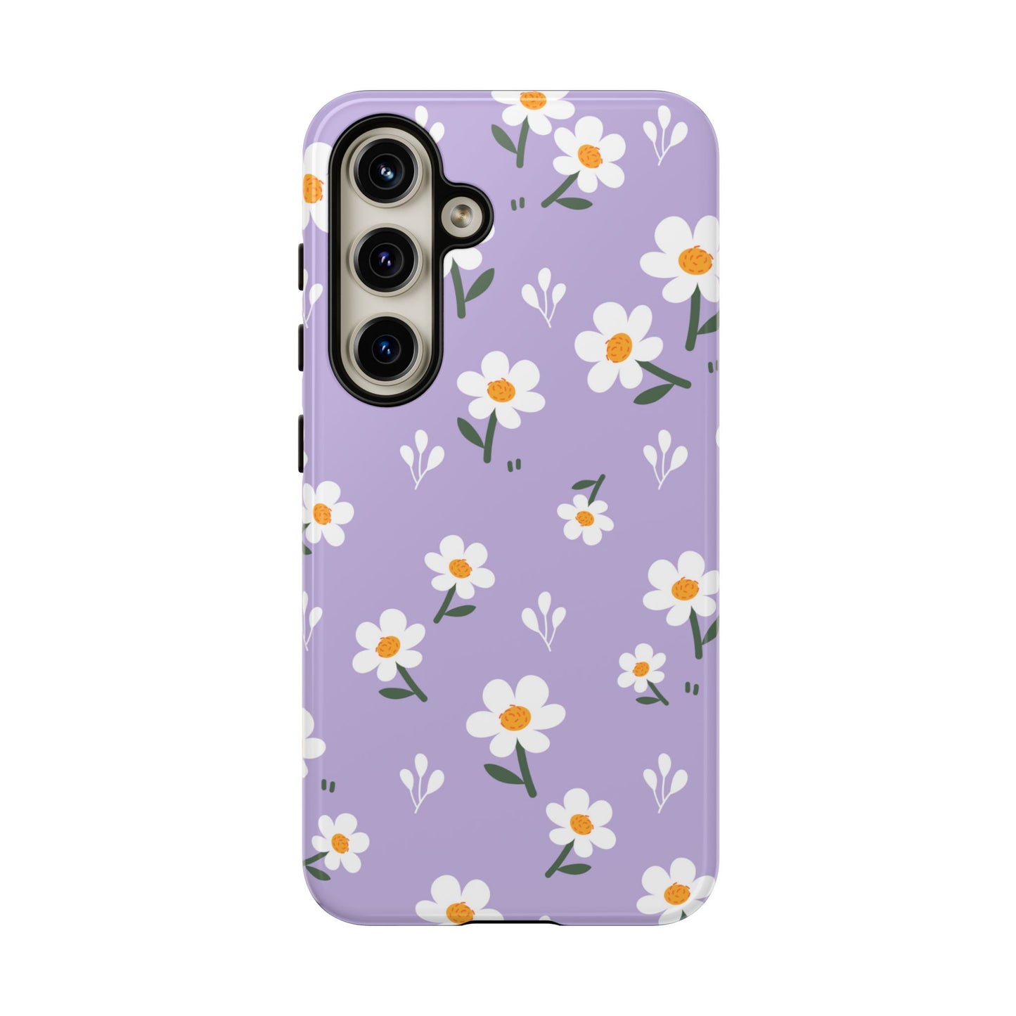 Purple Daisy Garden Samsung Galaxy Case – Soft Lavender Background, Shockproof Protection with Slim Fit