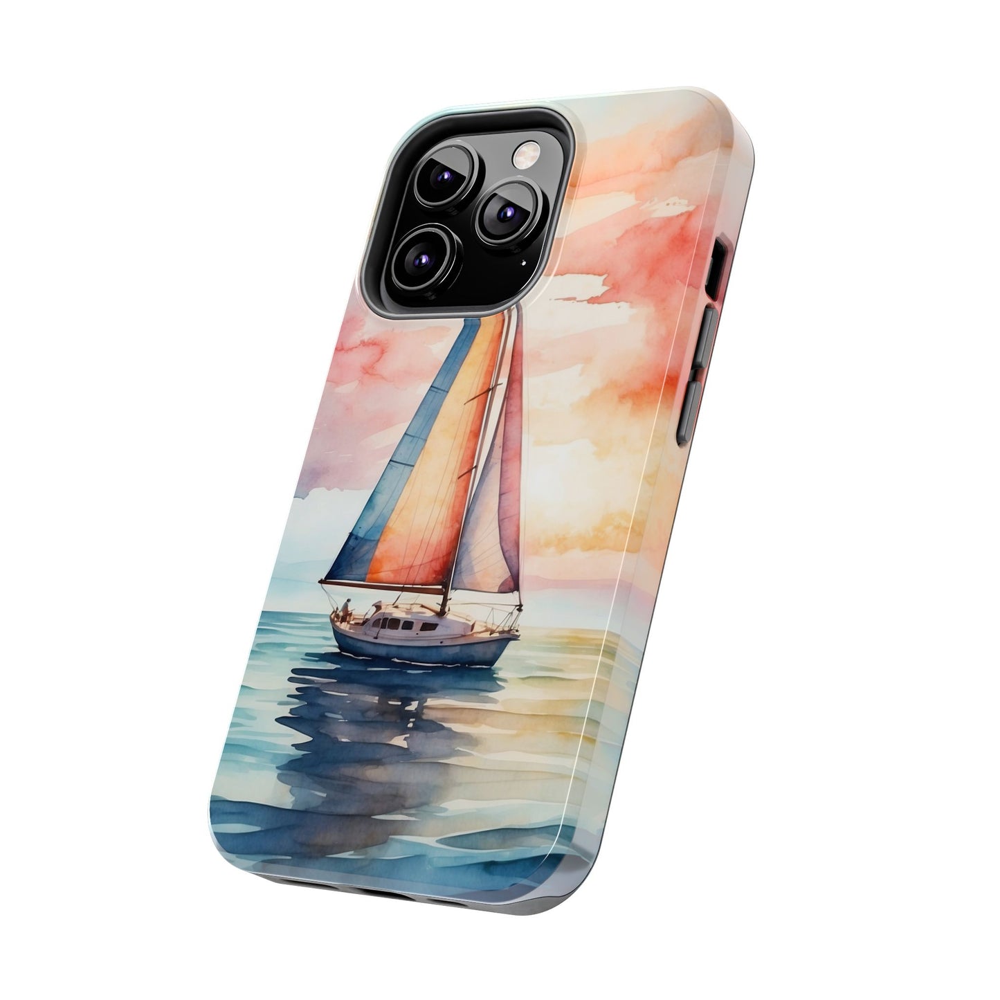 Sailboat Sunset iPhone Case – Vibrant Watercolor Design