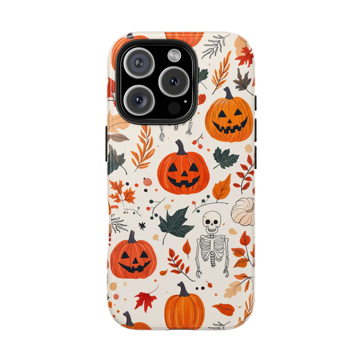 Halloween Pumpkin & Skeleton iPhone Case – Spooky Autumn Design
