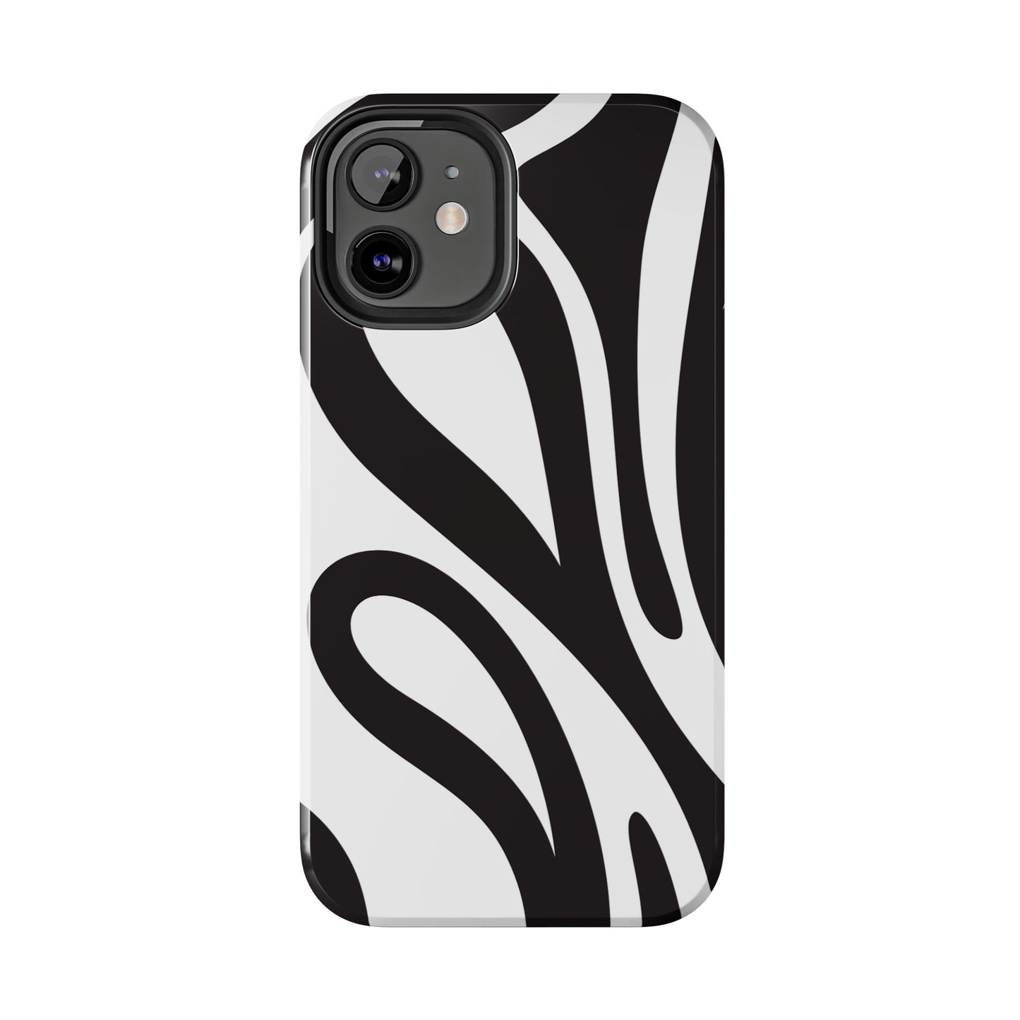 Modern Black and White Abstract Tough iPhone Case – Bold Graphic Pattern with Dual-Layer Protection