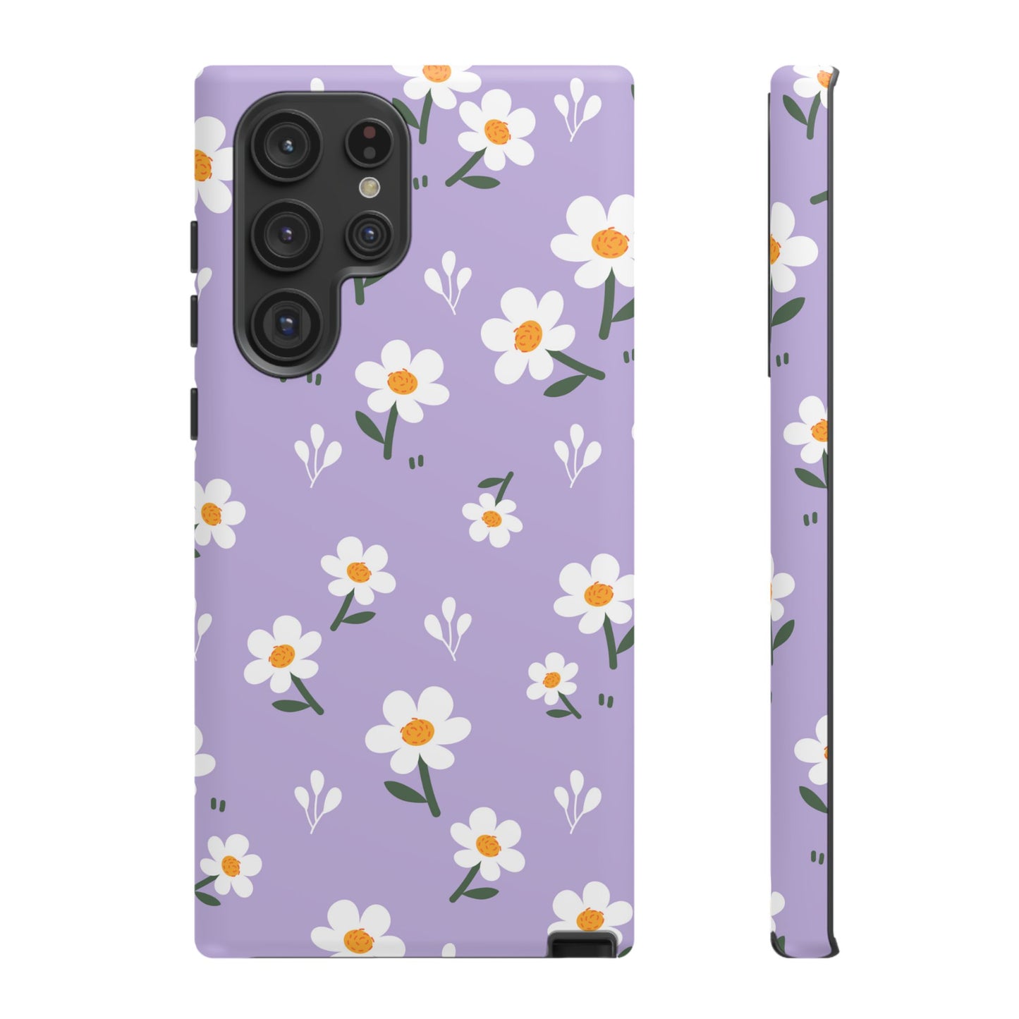 Purple Daisy Garden Samsung Galaxy Case – Soft Lavender Background, Shockproof Protection with Slim Fit