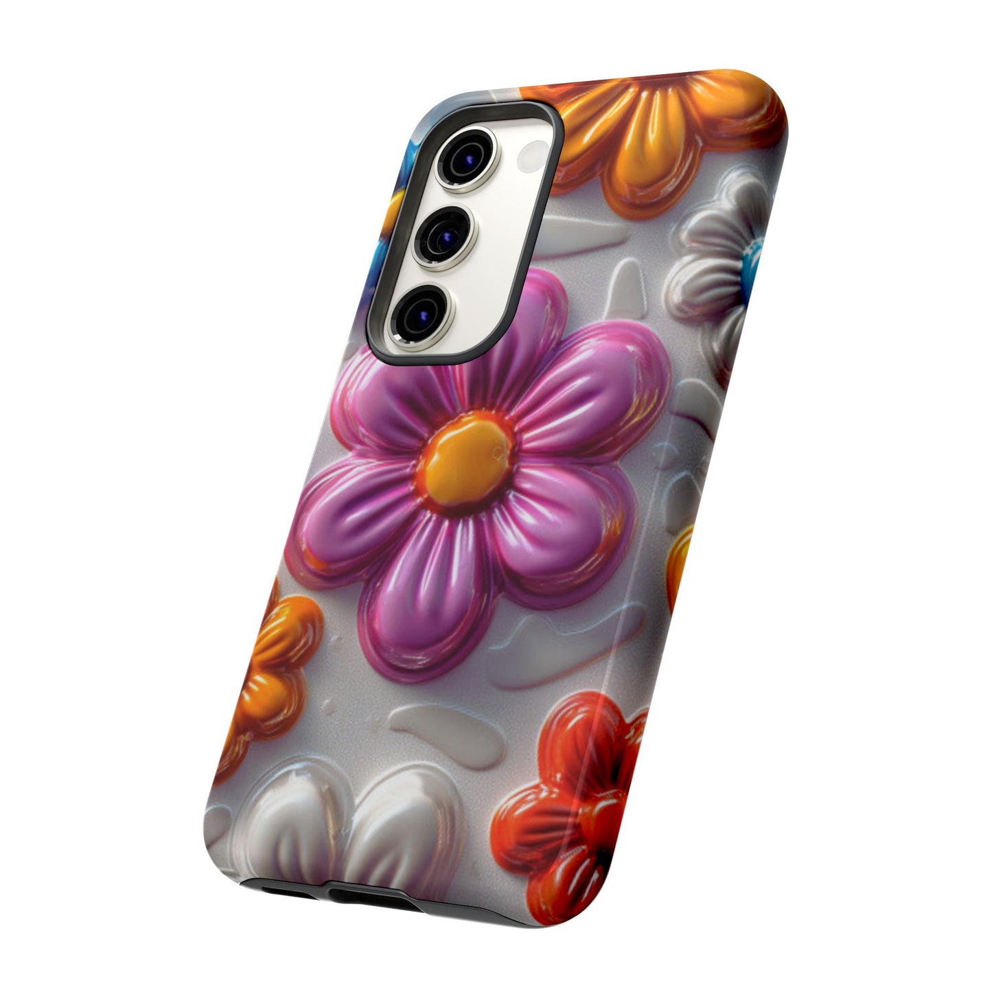 Glossy 3D Floral Samsung Galaxy  Case – Colorful Flower Pattern, Durable Protection