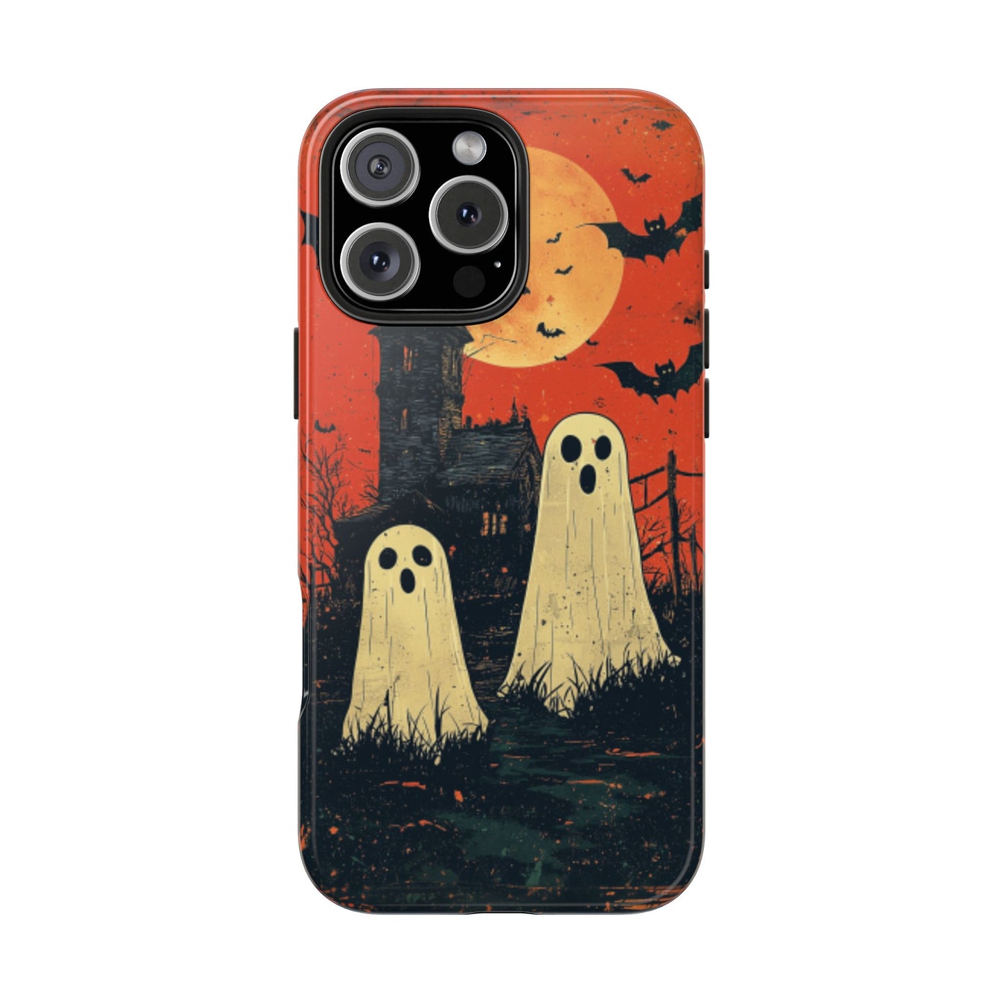 Haunted House & Ghosts iPhone Case – Spooky Halloween Full Moon Design