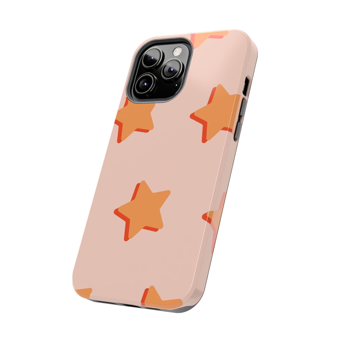 Retro Orange Stars iPhone Case – Shock-Resistant, Smooth Matte Finish, Dual-Layer Design