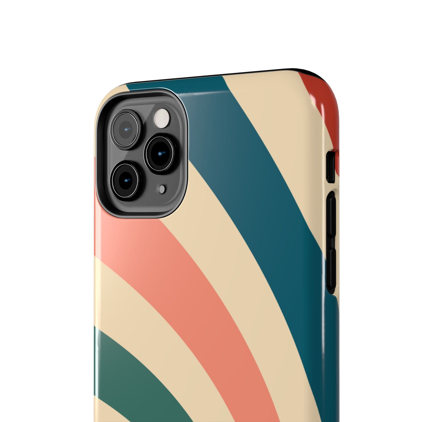 Retro Sunburst Swirl iPhone Case – Dual-Layer Protection with Bold 70s Vibes