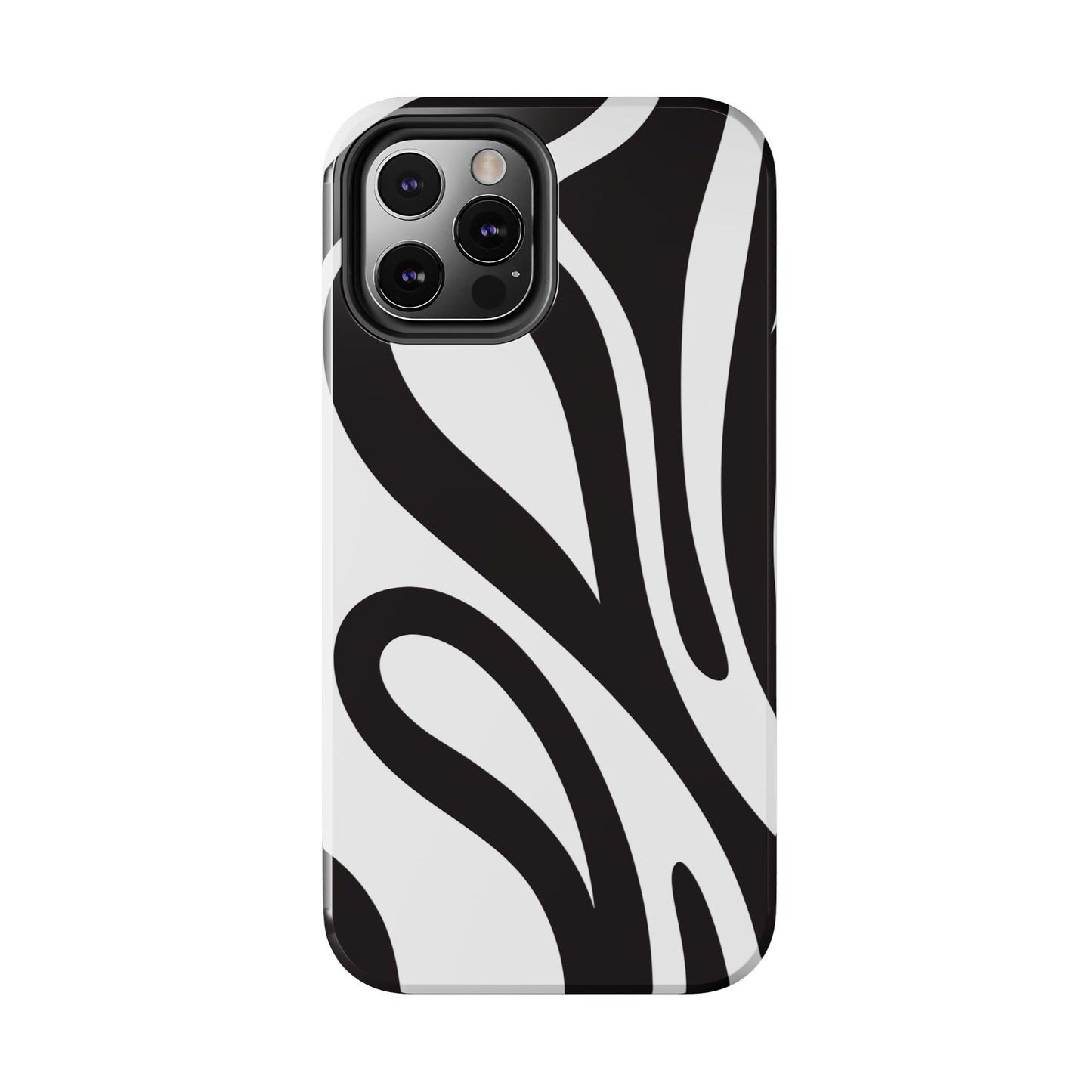 Modern Black and White Abstract Tough iPhone Case – Bold Graphic Pattern with Dual-Layer Protection