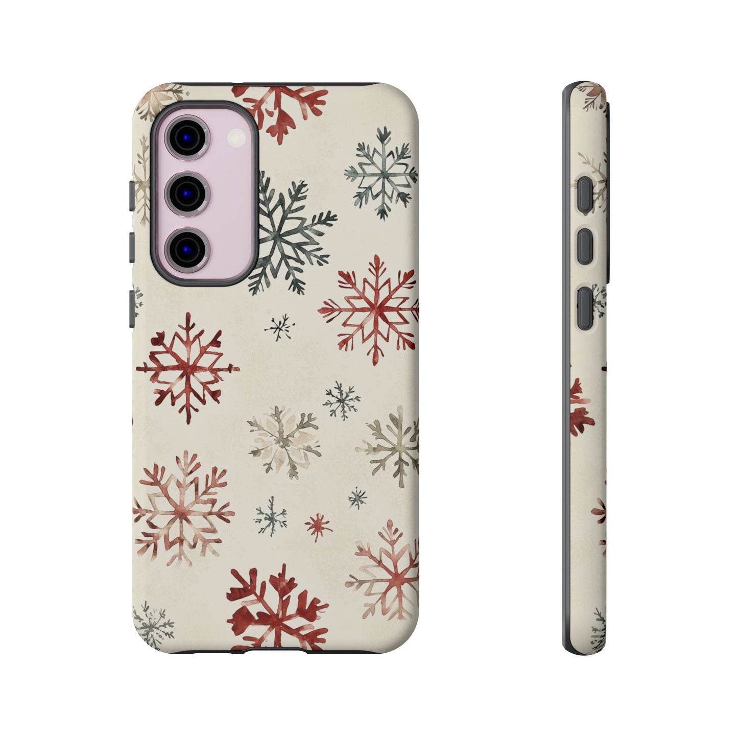 Vintage Red and Gray Snowflake Pattern – Samsung Galaxy Series Case