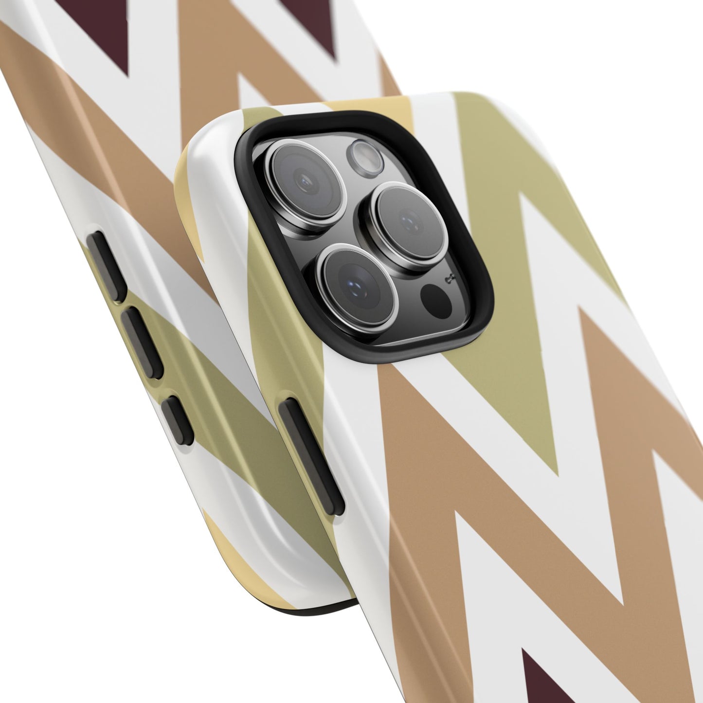 Earthy Chevron iPhone Case – Boho-Inspired Design with Dual-Layer Protection