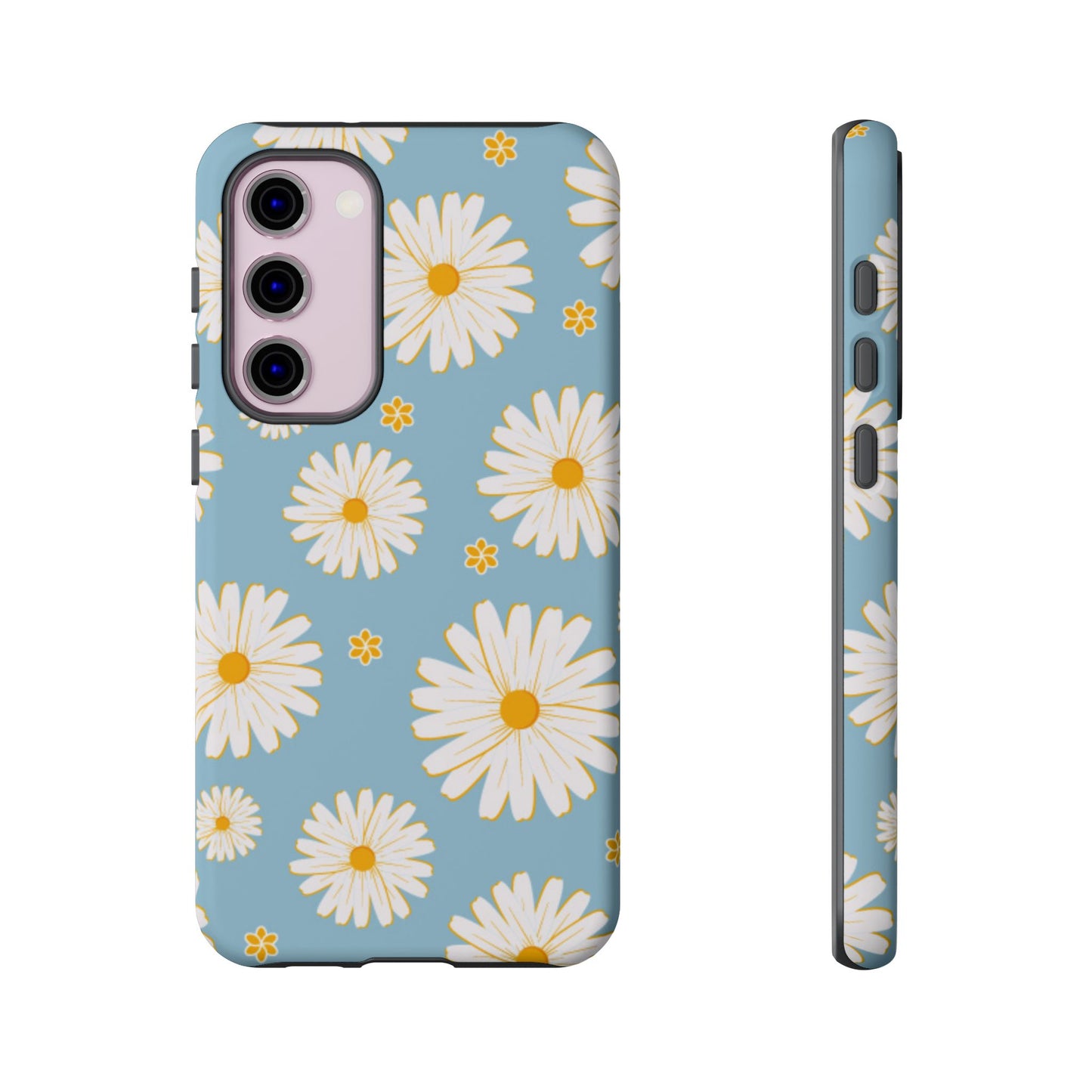 Bright Daisy Samsung Galaxy Case – Light Blue Background, Shockproof and Slim Design