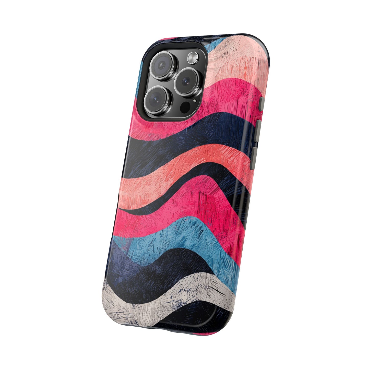 Abstract Wave Pattern MagSafe iPhone Case – Shockproof, Matte Finish, Dual-Layer Protection