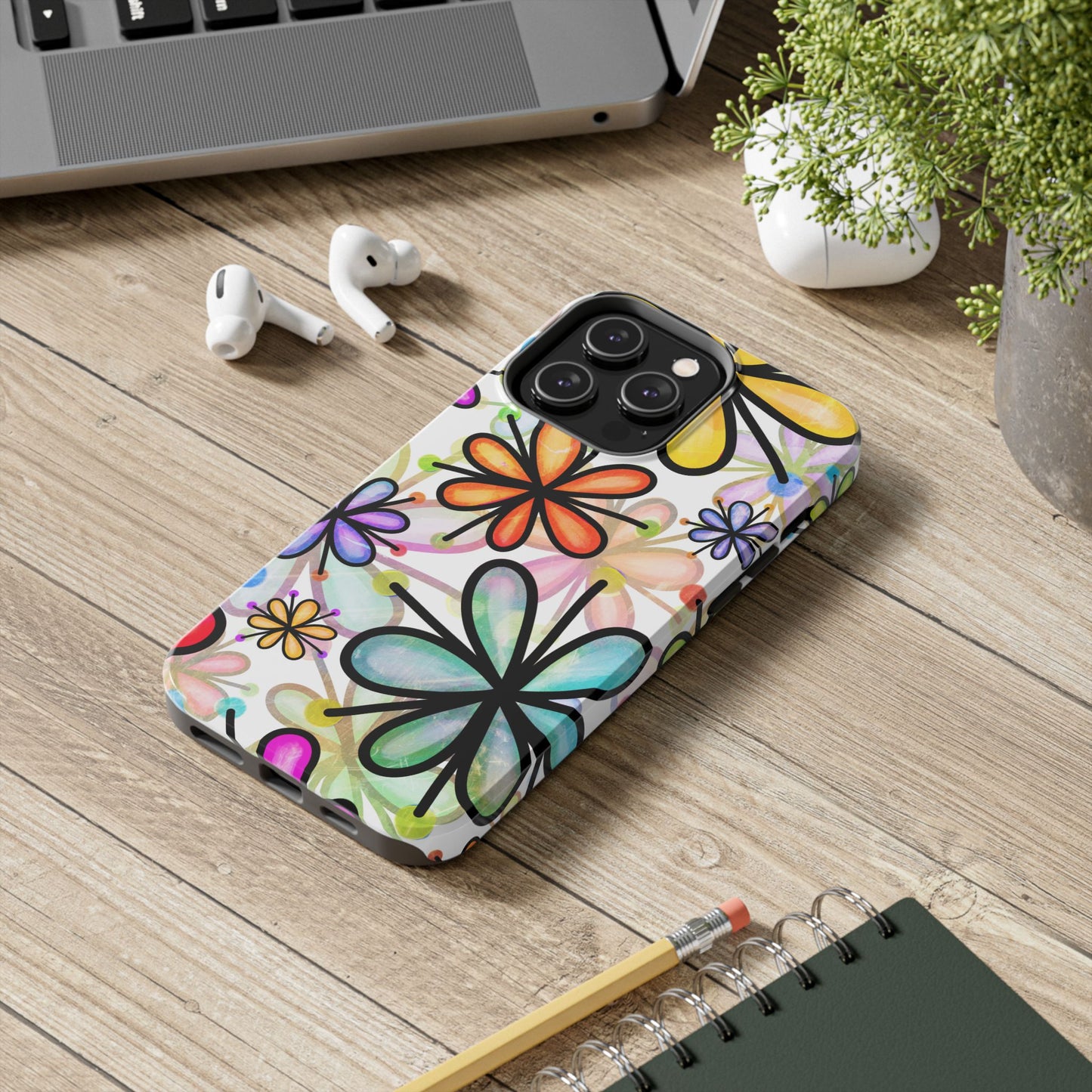 Retro Floral Pop iPhone Case – Ultra-Slim Design, High-Gloss Finish