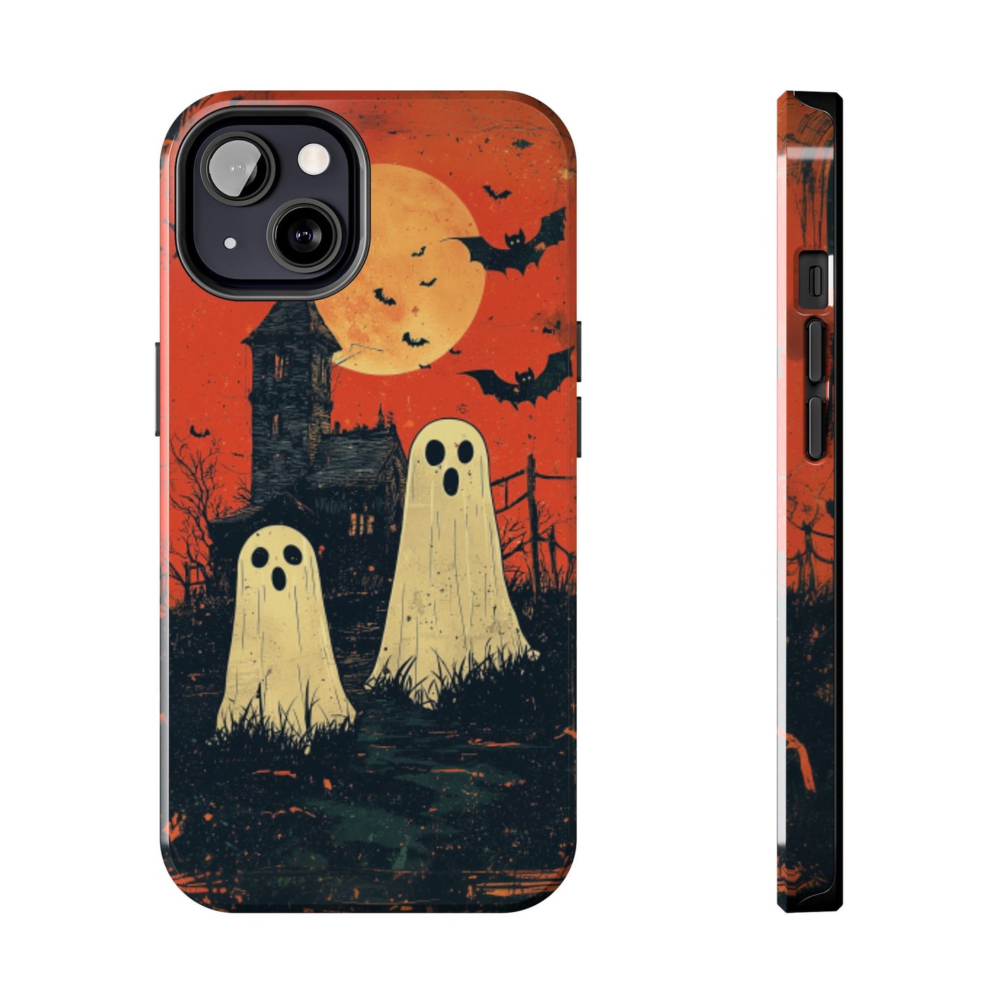 Haunted House & Ghosts iPhone Case – Spooky Halloween Full Moon Design