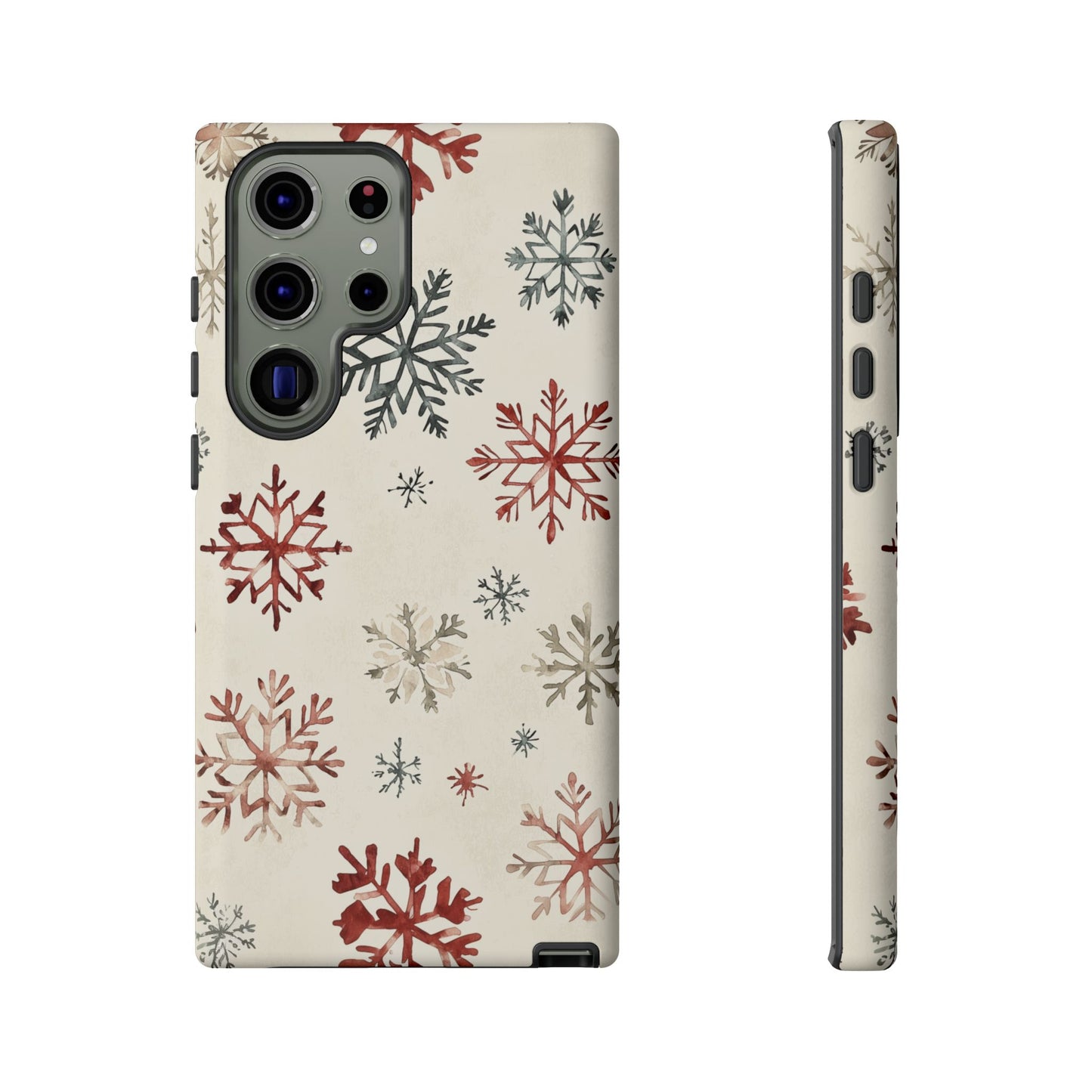 Vintage Red and Gray Snowflake Pattern – Samsung Galaxy Series Case