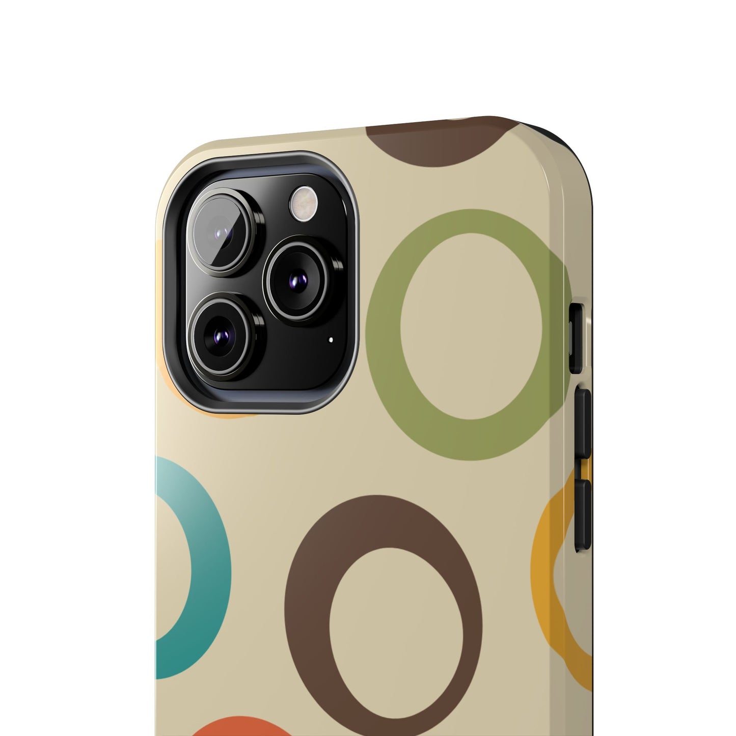 Retro Colorful Rings iPhone Case – Shockproof, Matte Finish, Dual-Layer Protection