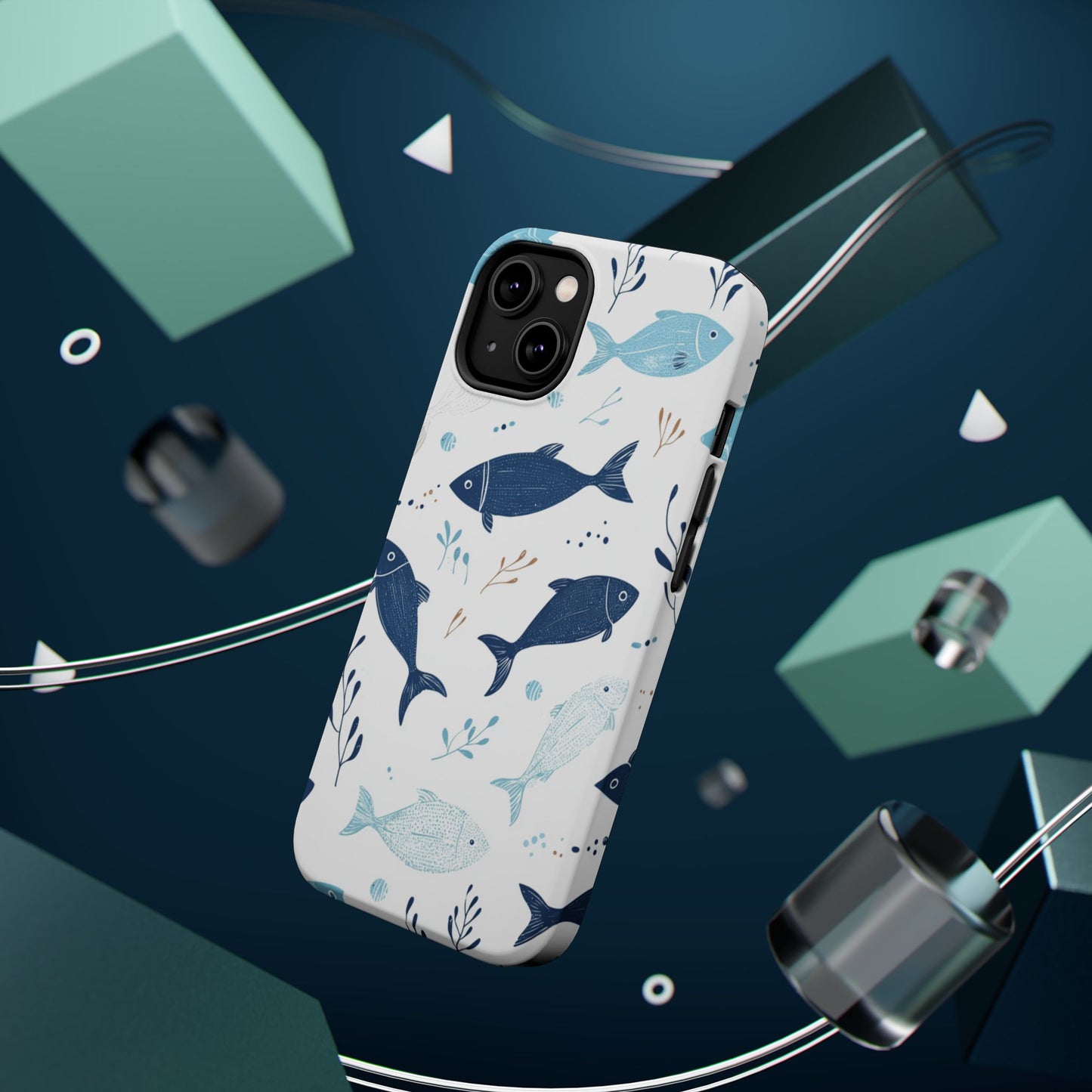 Oceanic Blue Fish Pattern - MagSafe iPhone Series Case