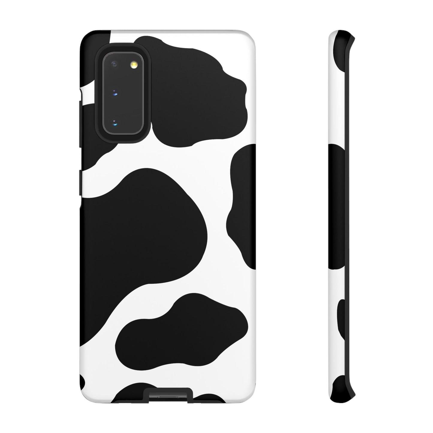 Chic Cow Print Tough Samsung Galaxy Case – Trendy Monochrome Animal Pattern with Dual-Layer Protection
