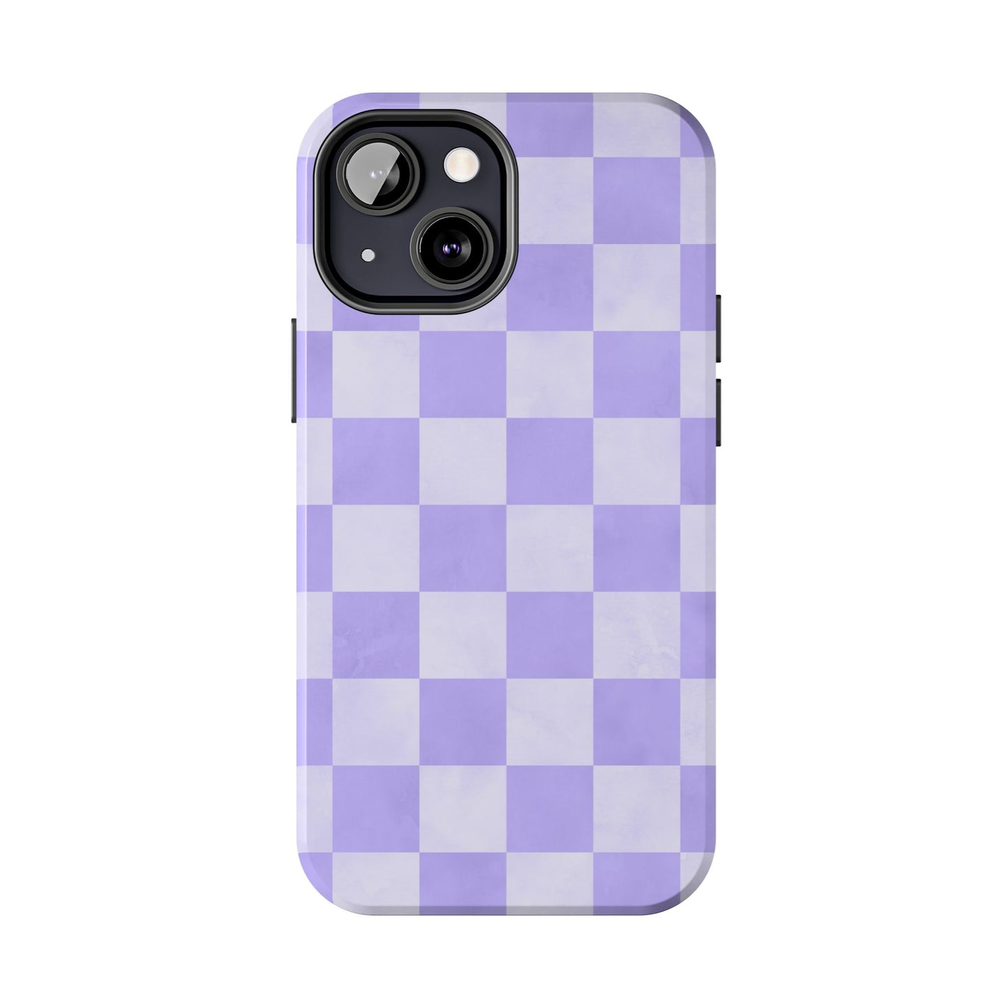 Lavender Checkerboard iPhone Case – Shockproof, Smooth Matte Finish, Dual-Layer Design